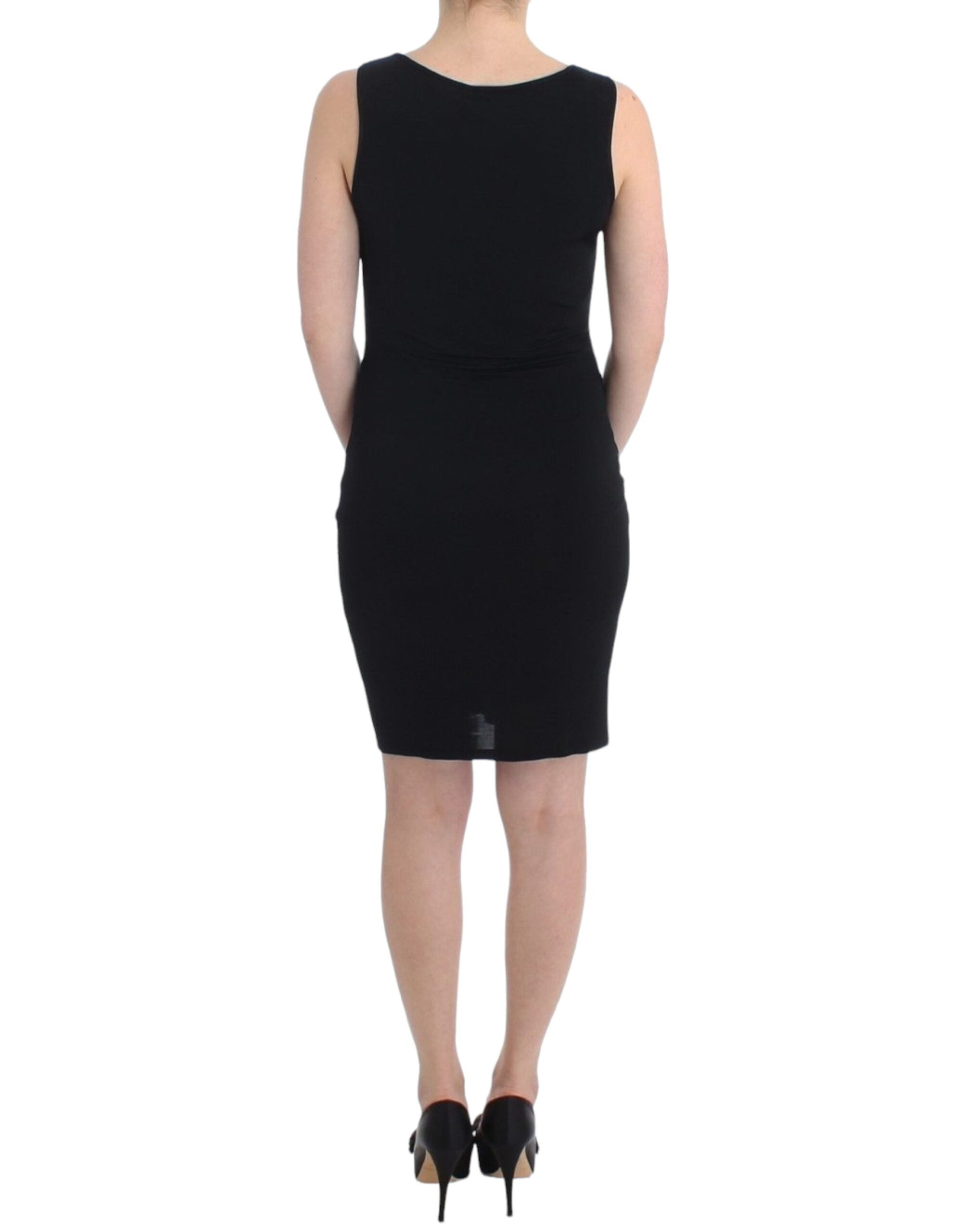 Elegant Black Sheath Knee-Length Dress - ventzia