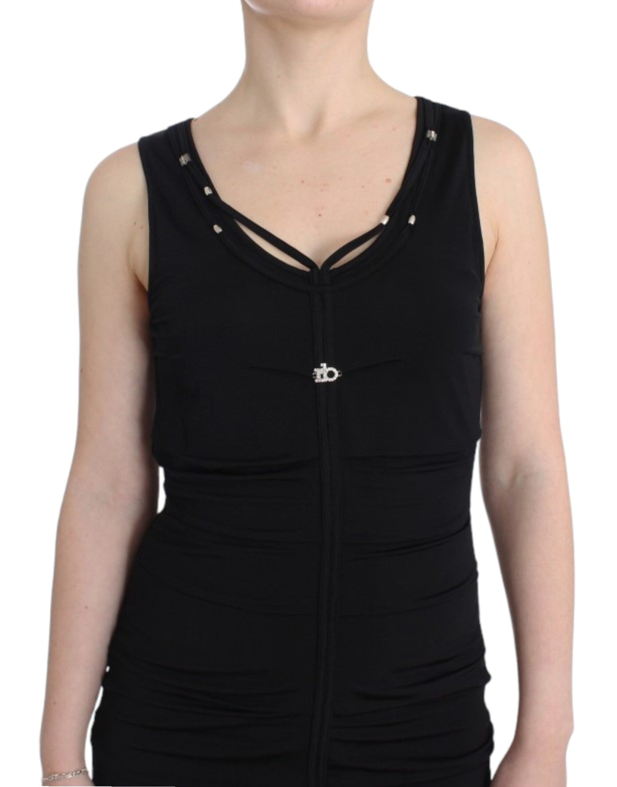 Elegant Black Sheath Knee-Length Dress - ventzia