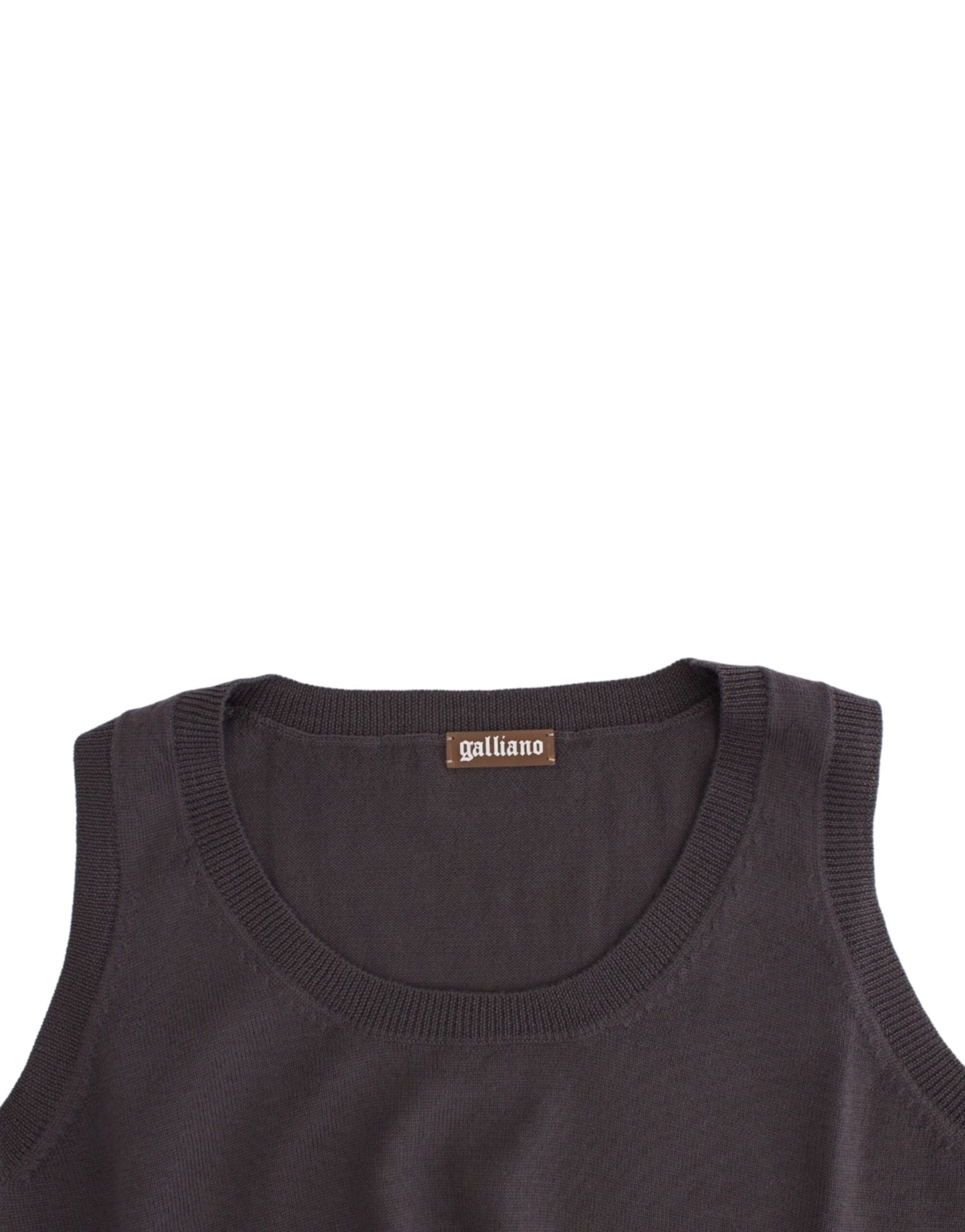 Elegant Sleeveless Brown Knit Top - ventzia