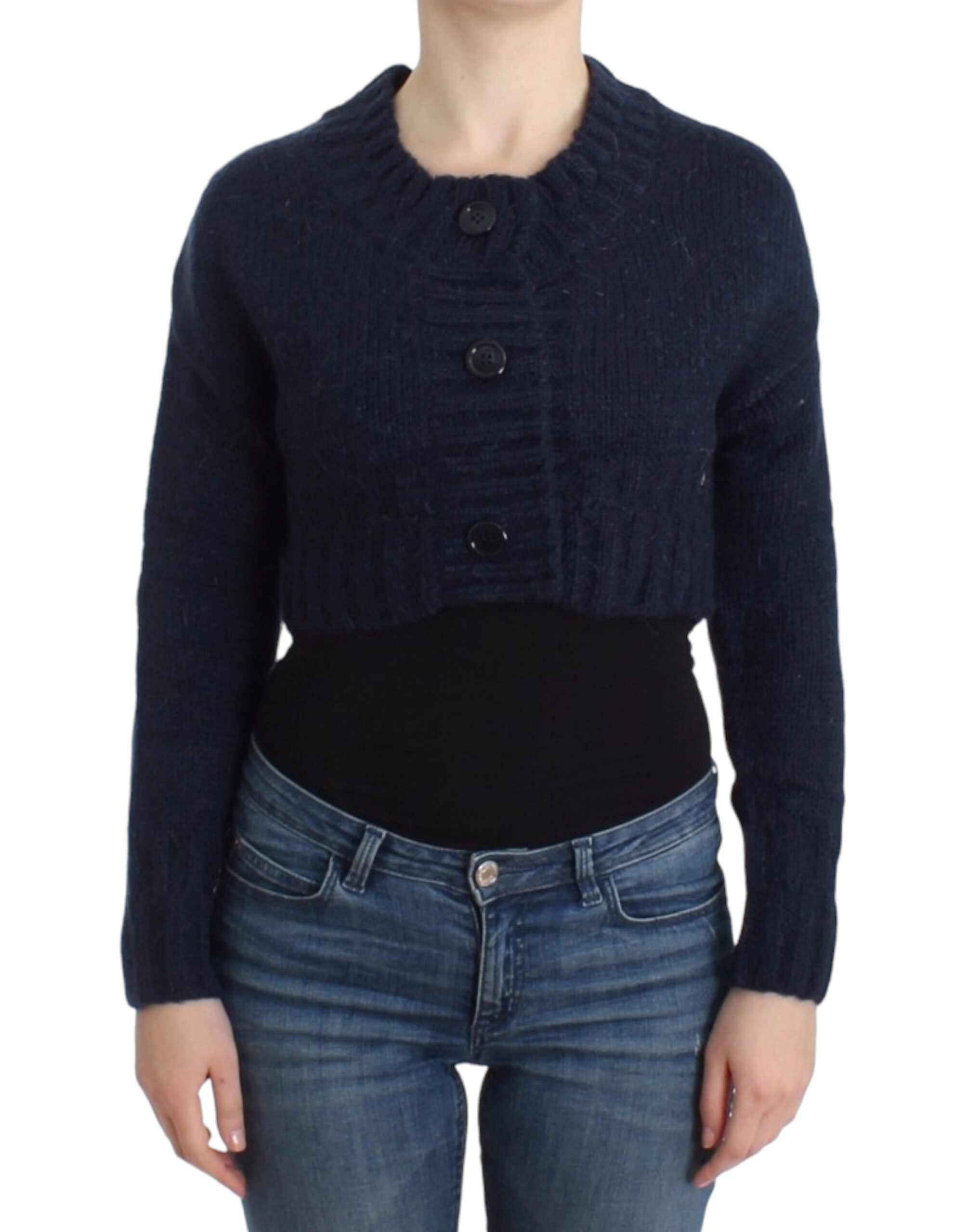 Chic Cropped Blue Cardigan - ventzia