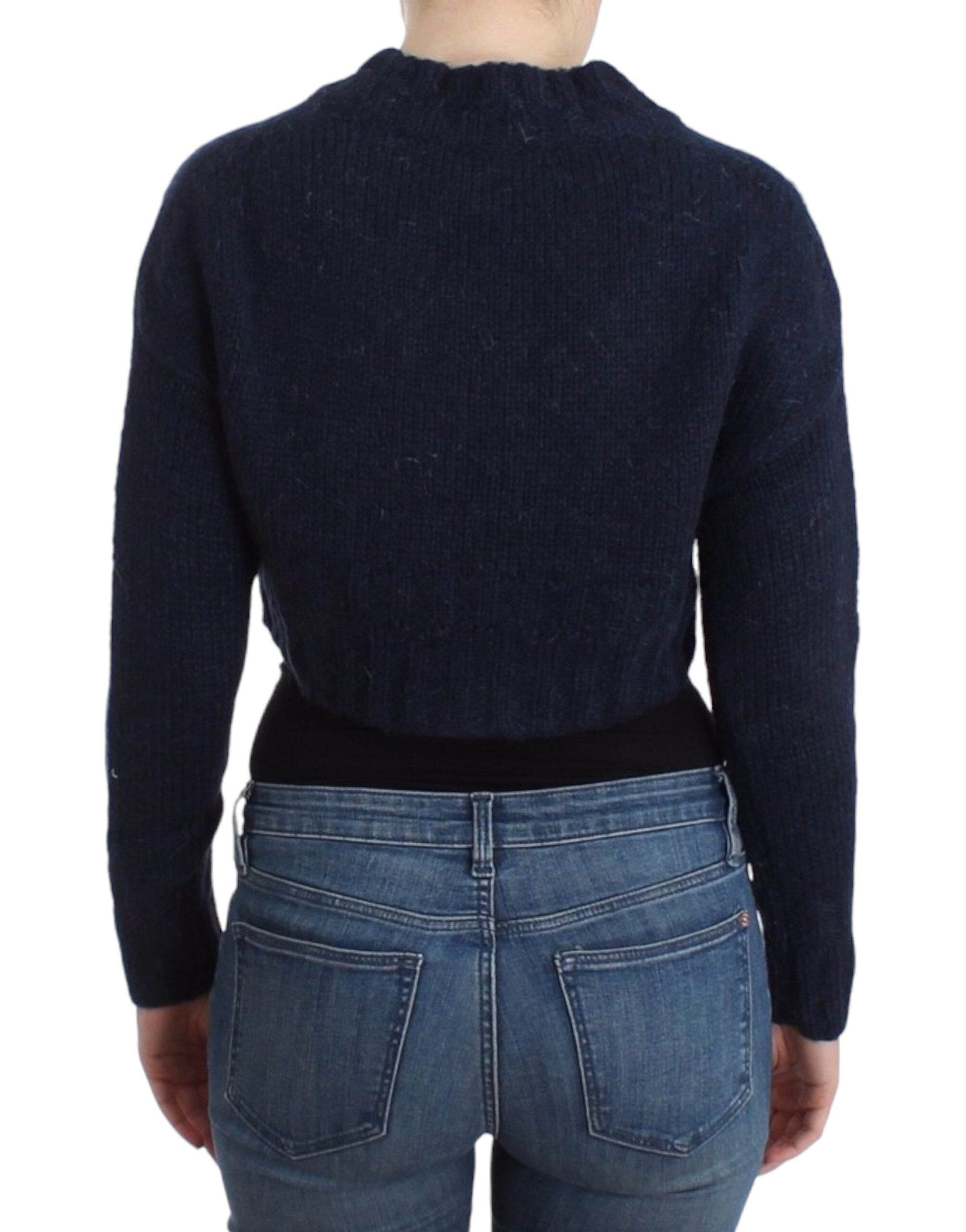 Chic Cropped Blue Cardigan - ventzia