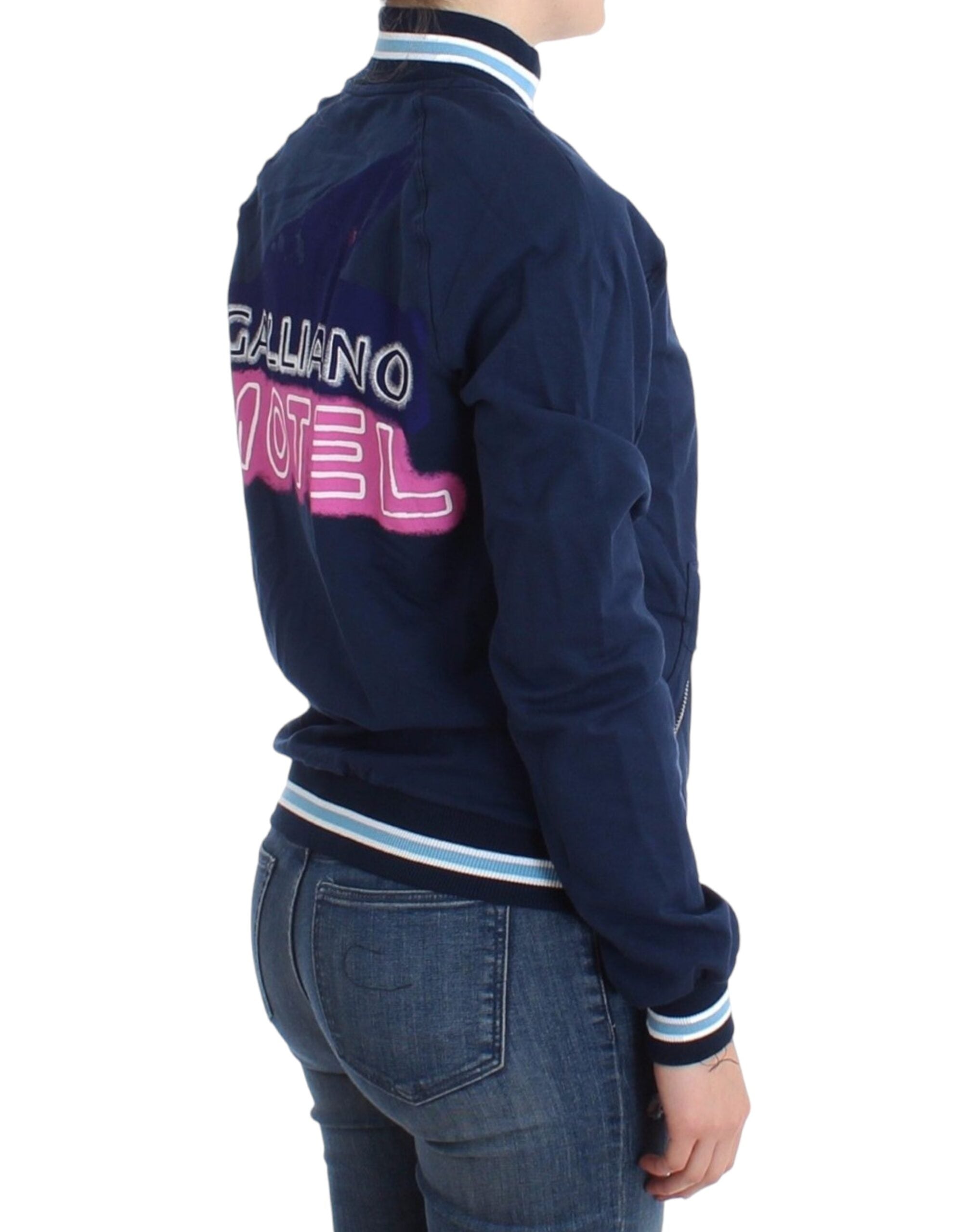 Chic Blue Zip Cardigan with Logo Detail - ventzia