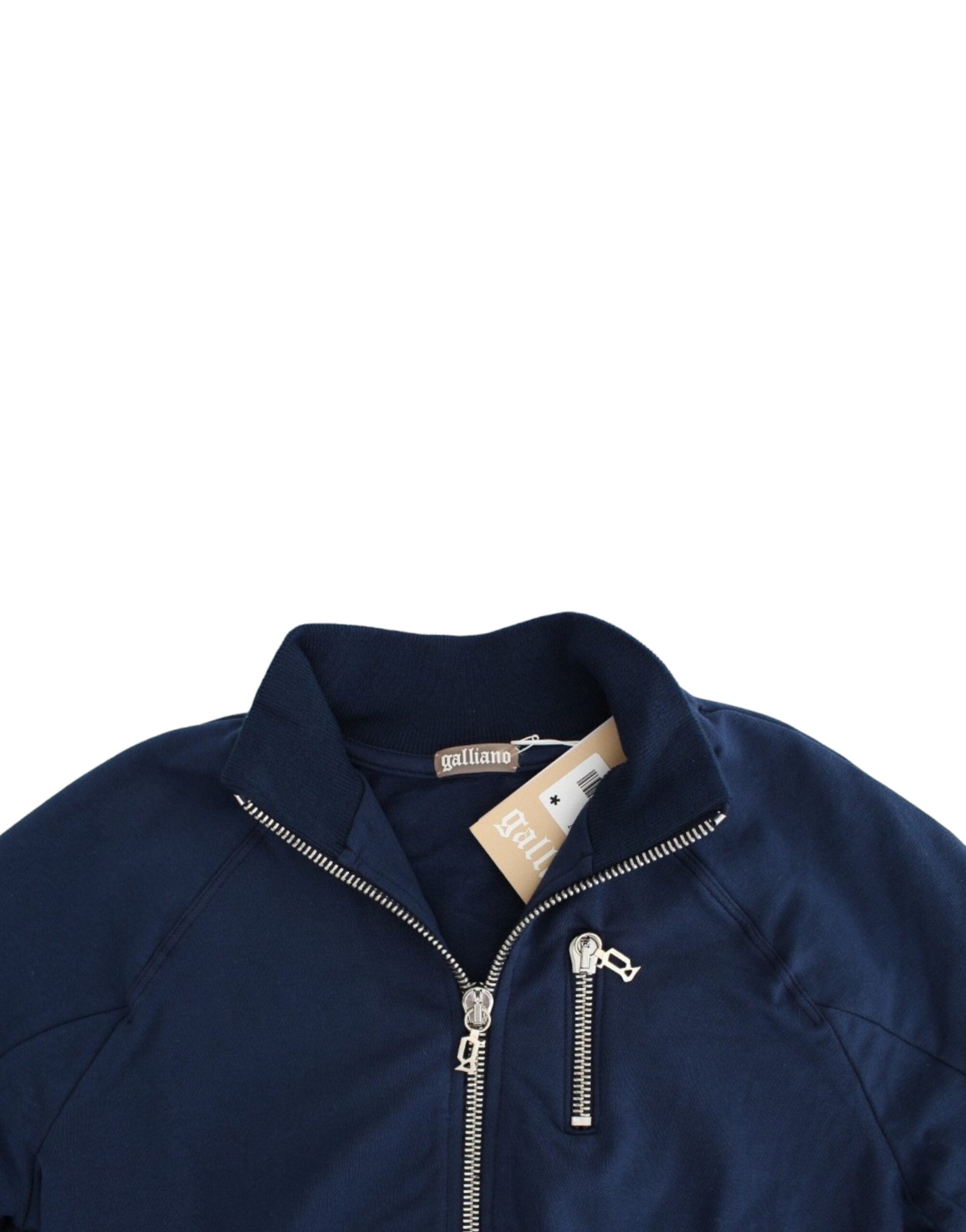 Chic Blue Zip Cardigan with Logo Detail - ventzia