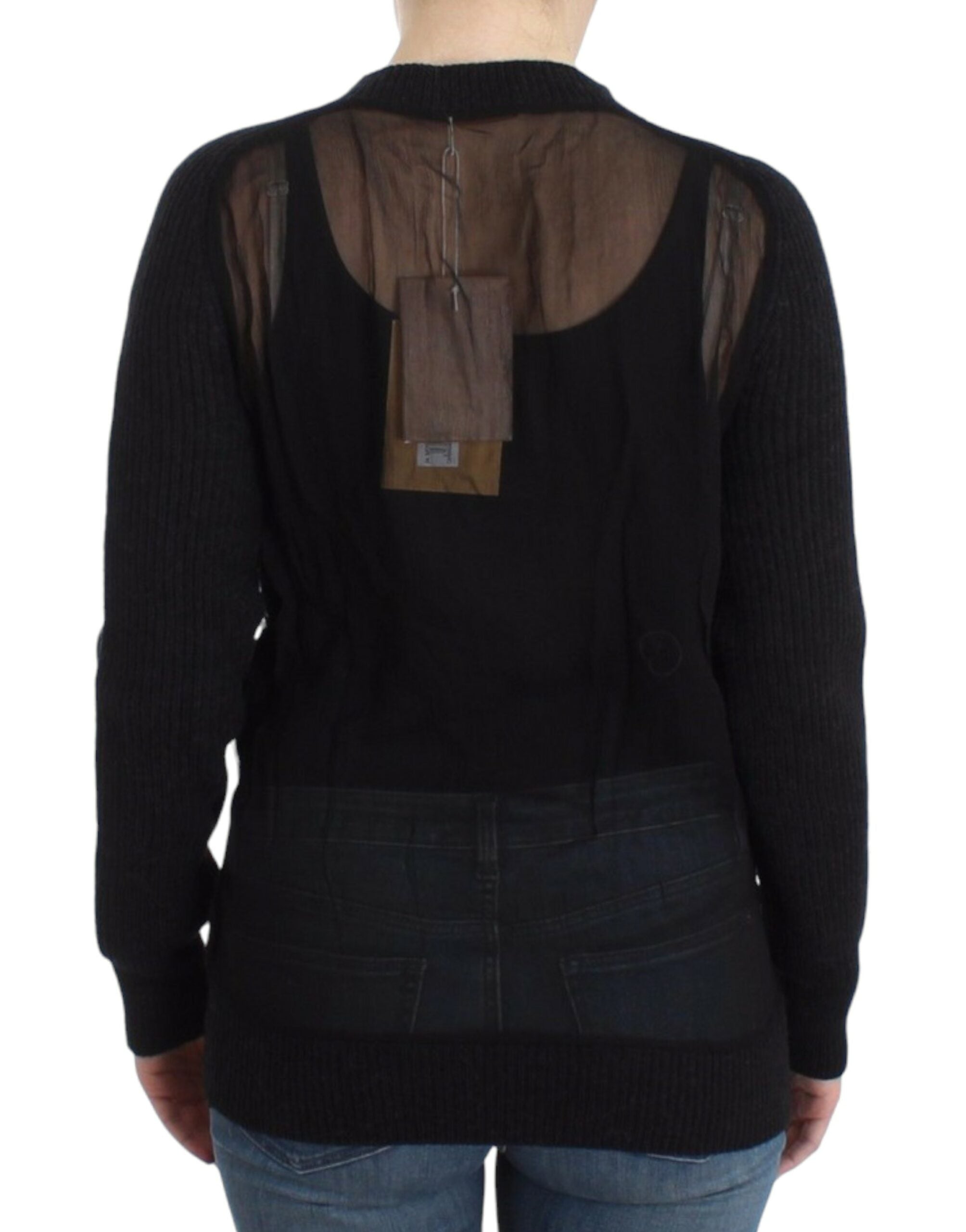 Chic Transparent Back Woolen Cardigan - ventzia