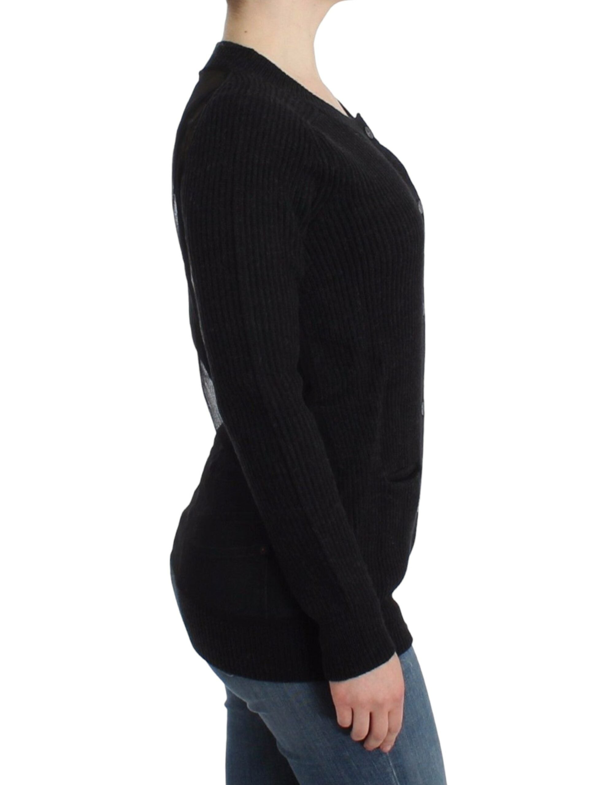 Chic Transparent Back Woolen Cardigan - ventzia