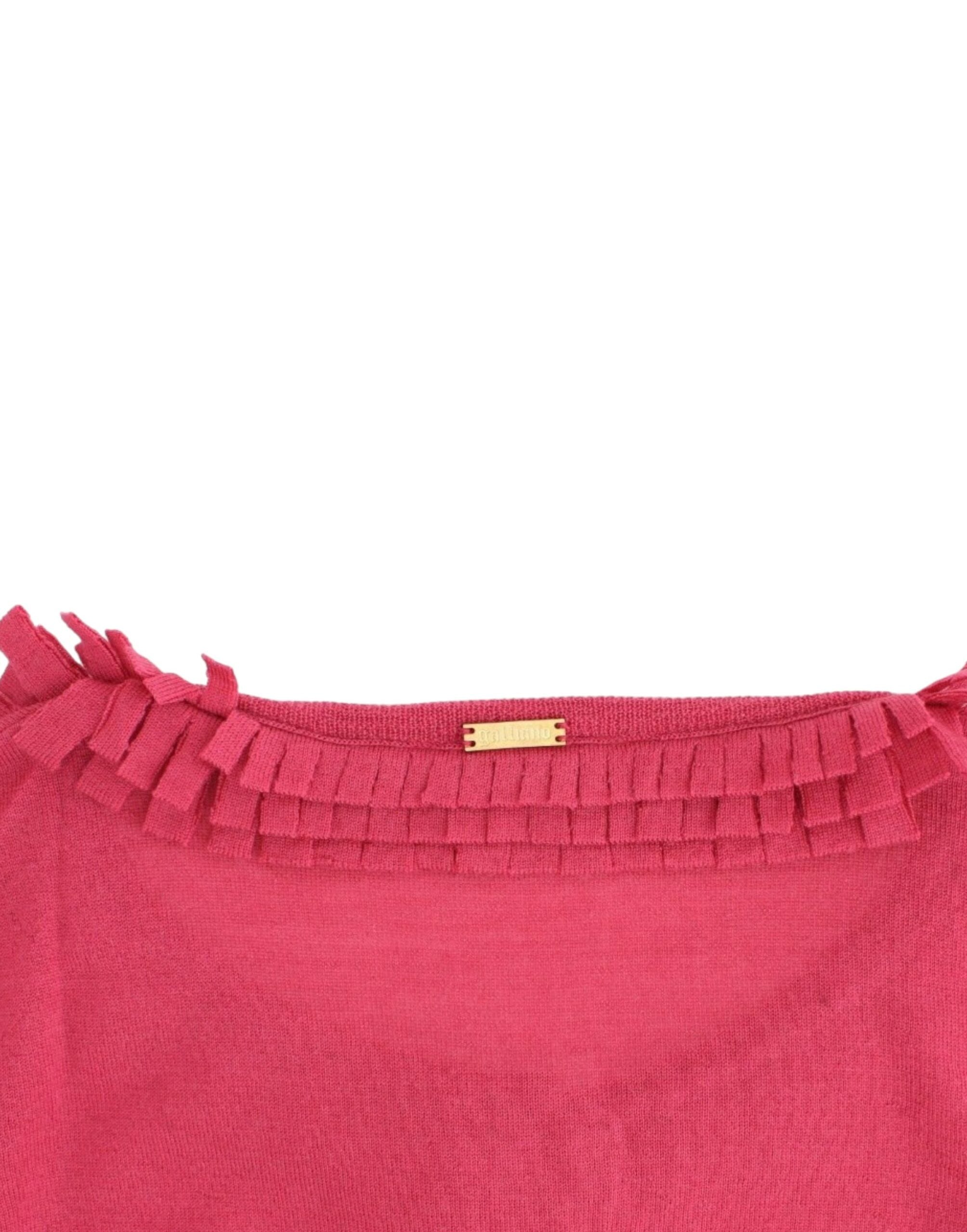 Ruffle Detail Wool Cardigan in Pink - ventzia