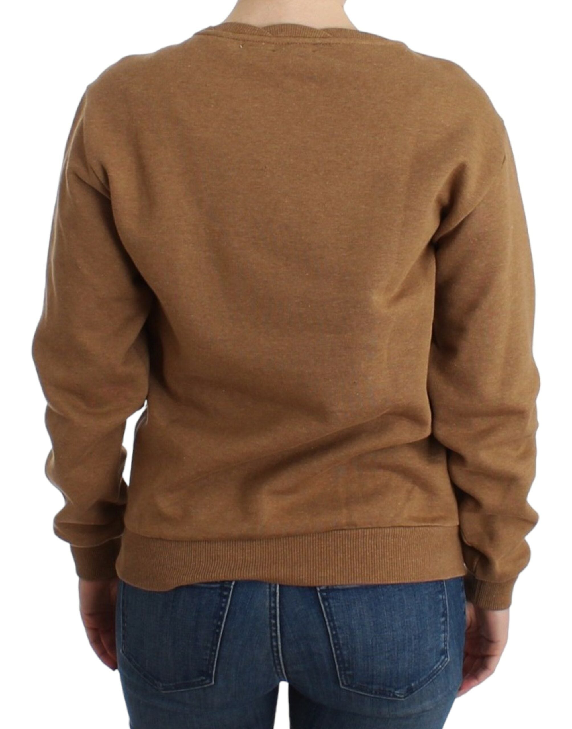 Chic Brown Crewneck Cotton Sweater - ventzia