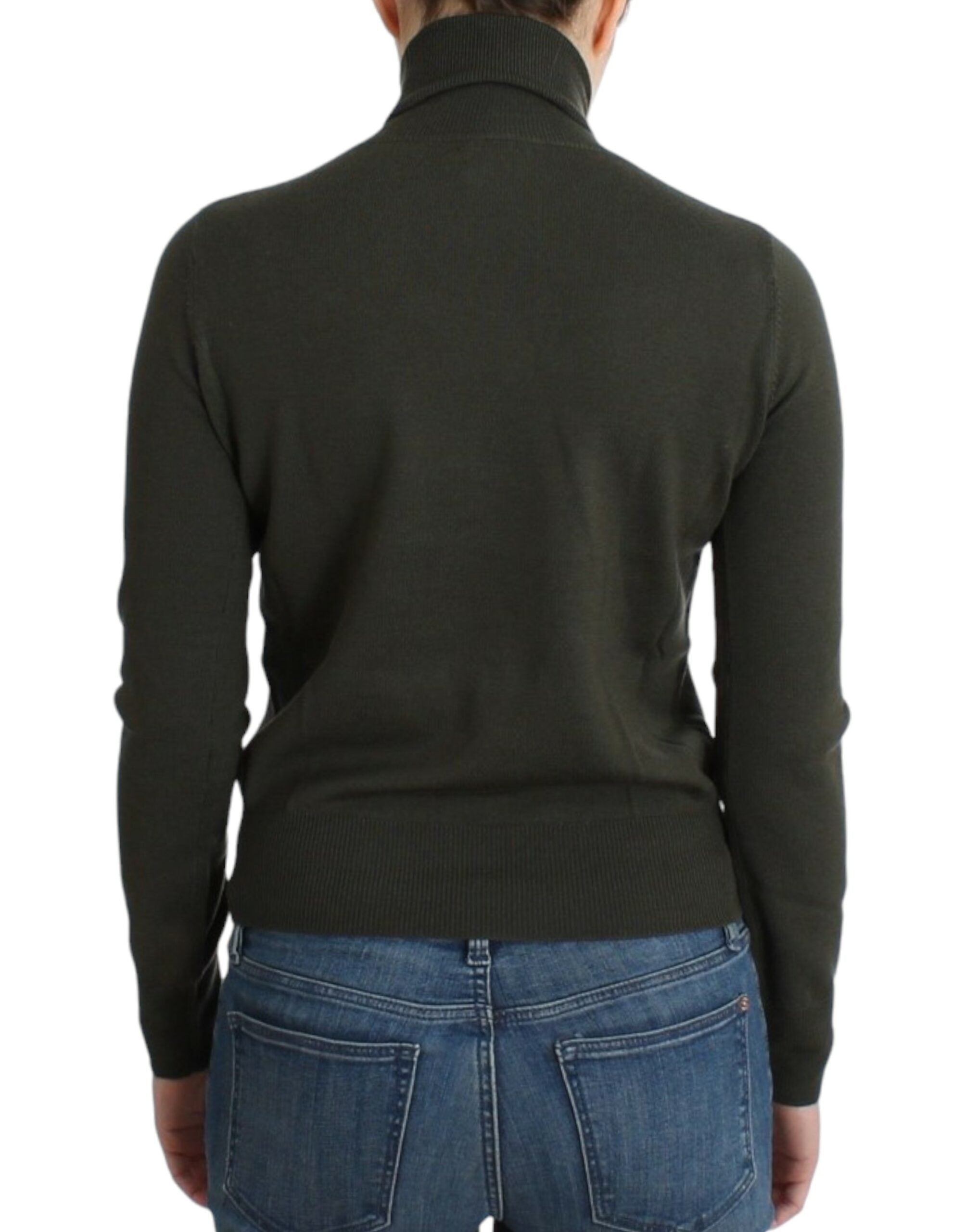 Chic Green Turtleneck Virgin Wool Sweater - ventzia