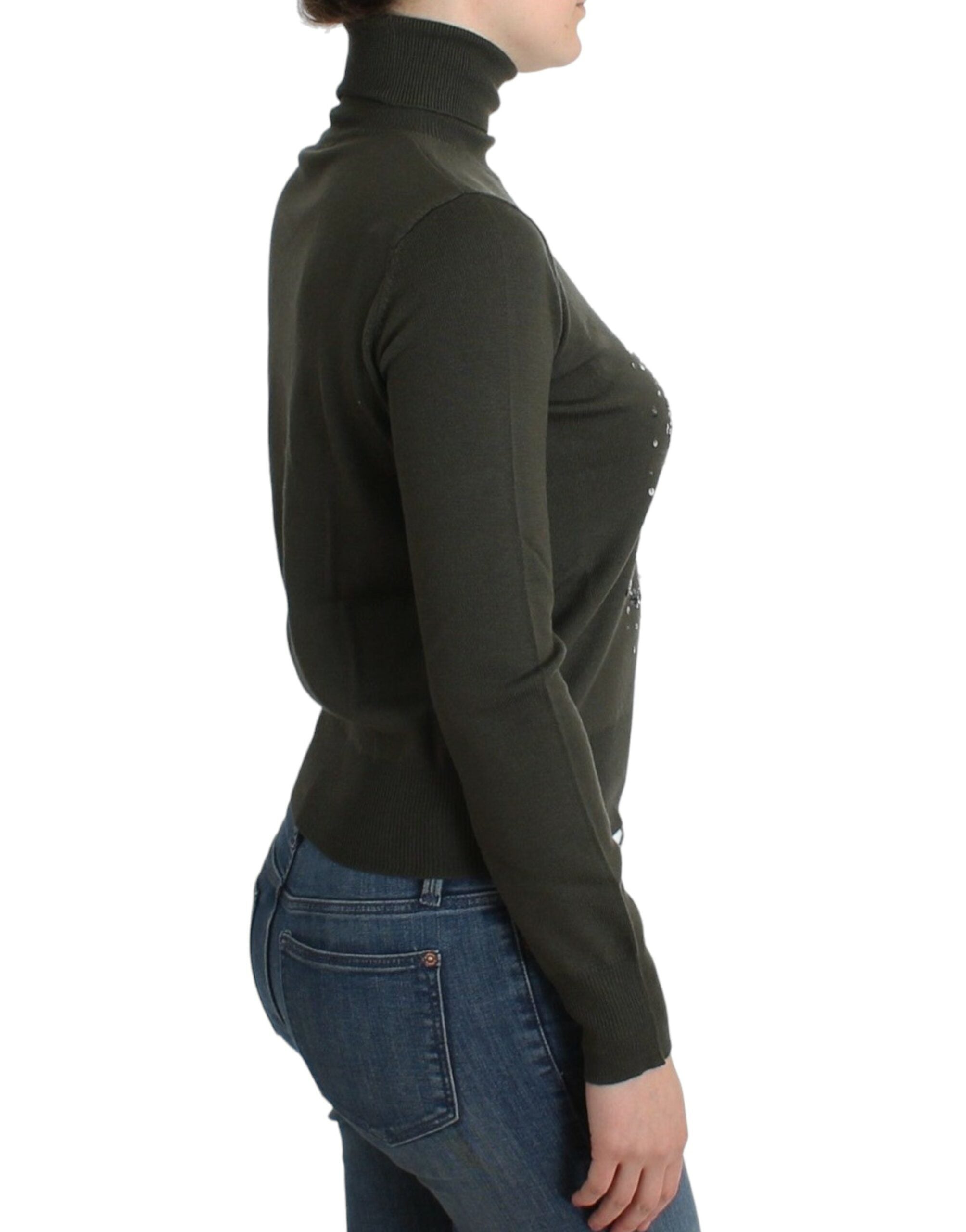 Chic Green Turtleneck Virgin Wool Sweater - ventzia