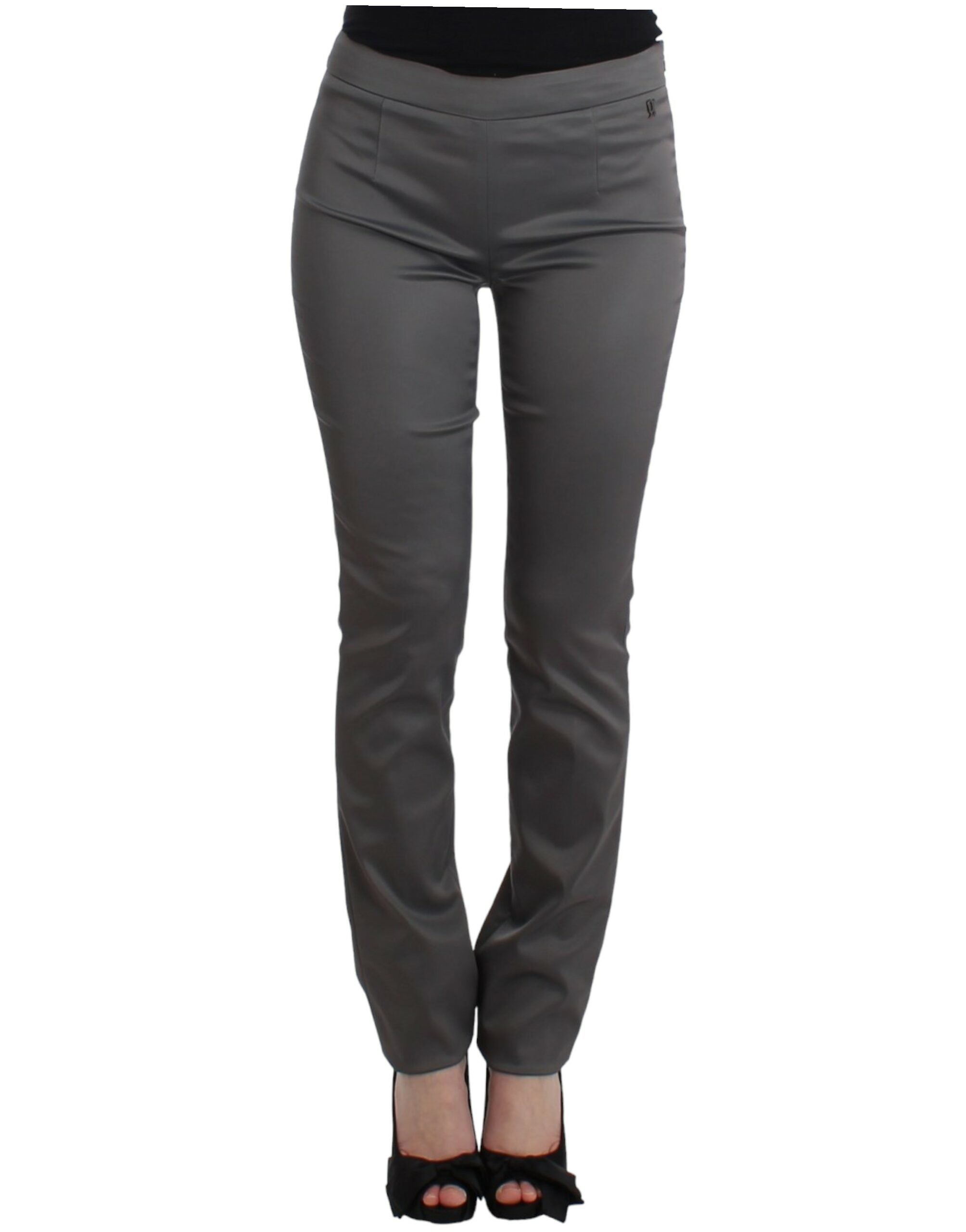 Chic Gray Slim-Fit Designer Pants - ventzia
