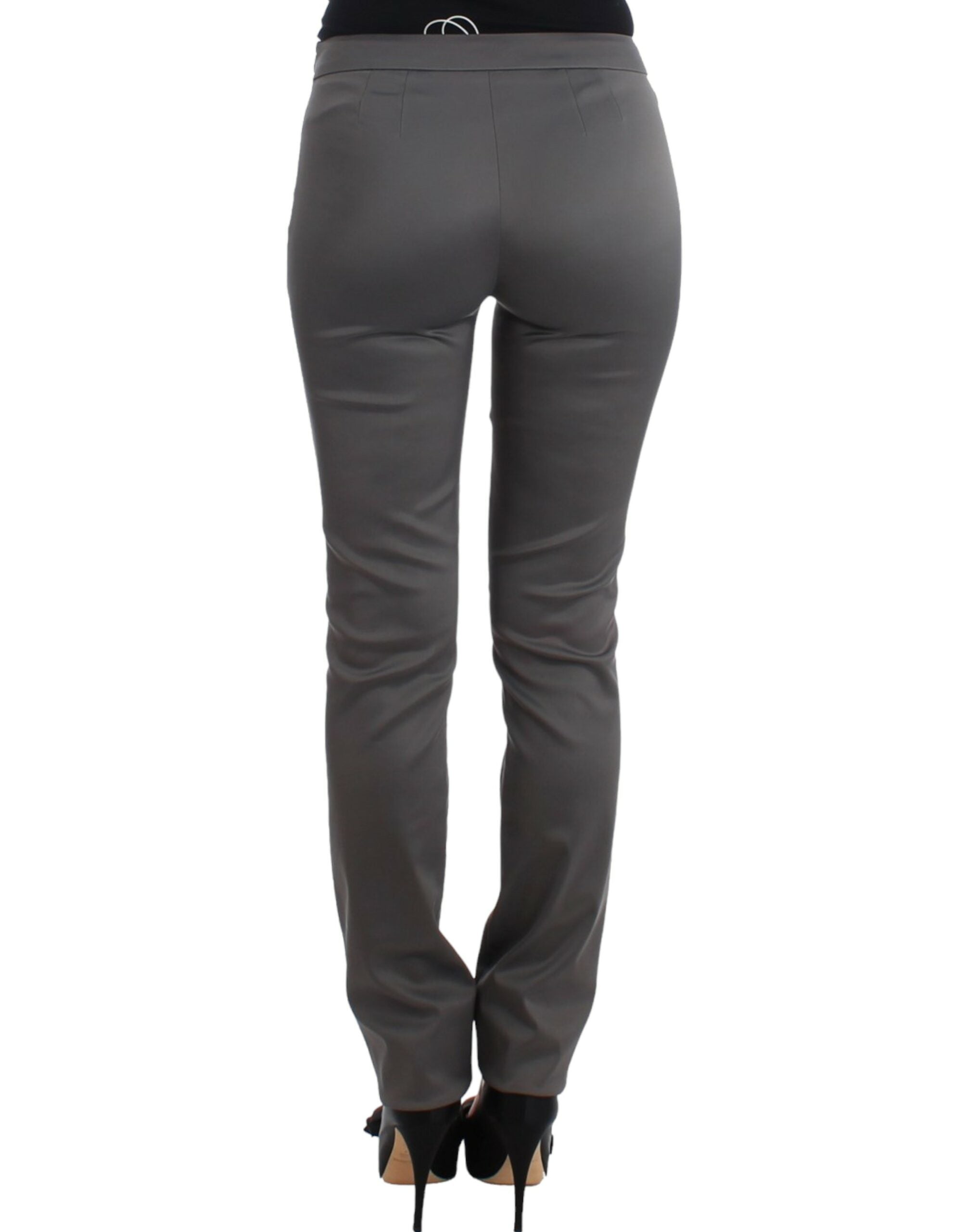 Chic Gray Slim-Fit Designer Pants - ventzia