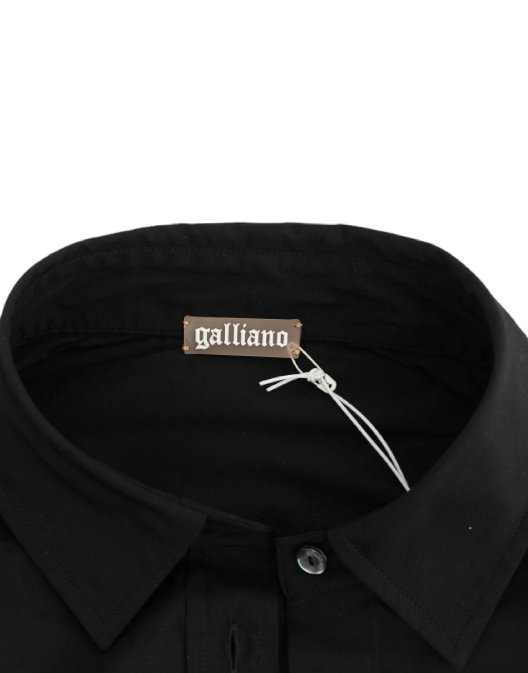 Elegant Black Cotton Stretch Shortsleeve Blouse - ventzia