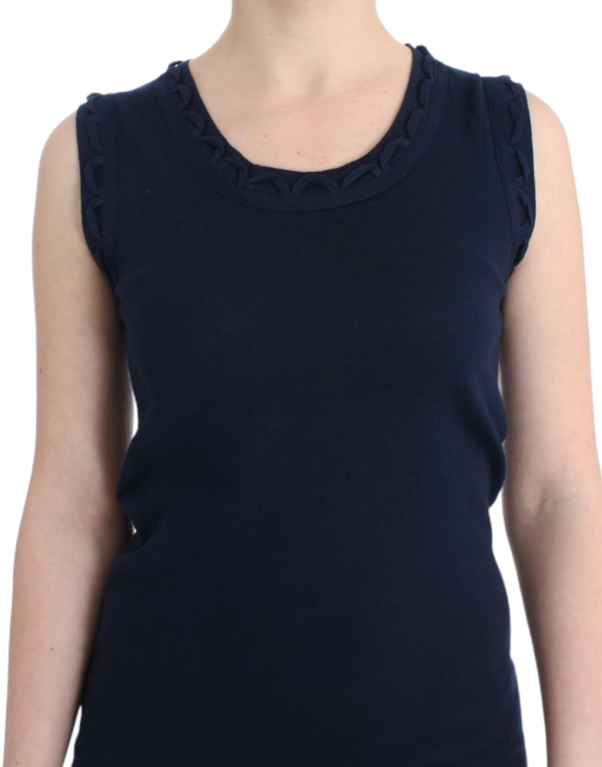 Elegant Knee-Length Blue Cotton Dress - ventzia