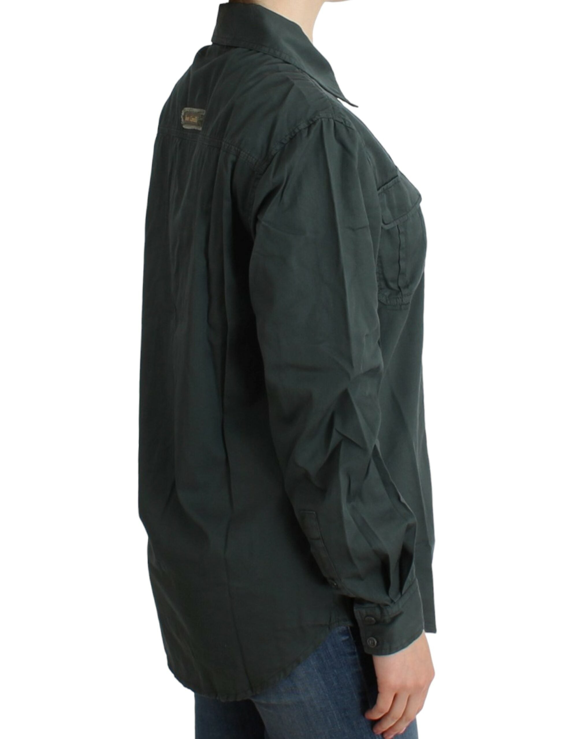 Elegant Gray Cotton Button Down Shirt - ventzia