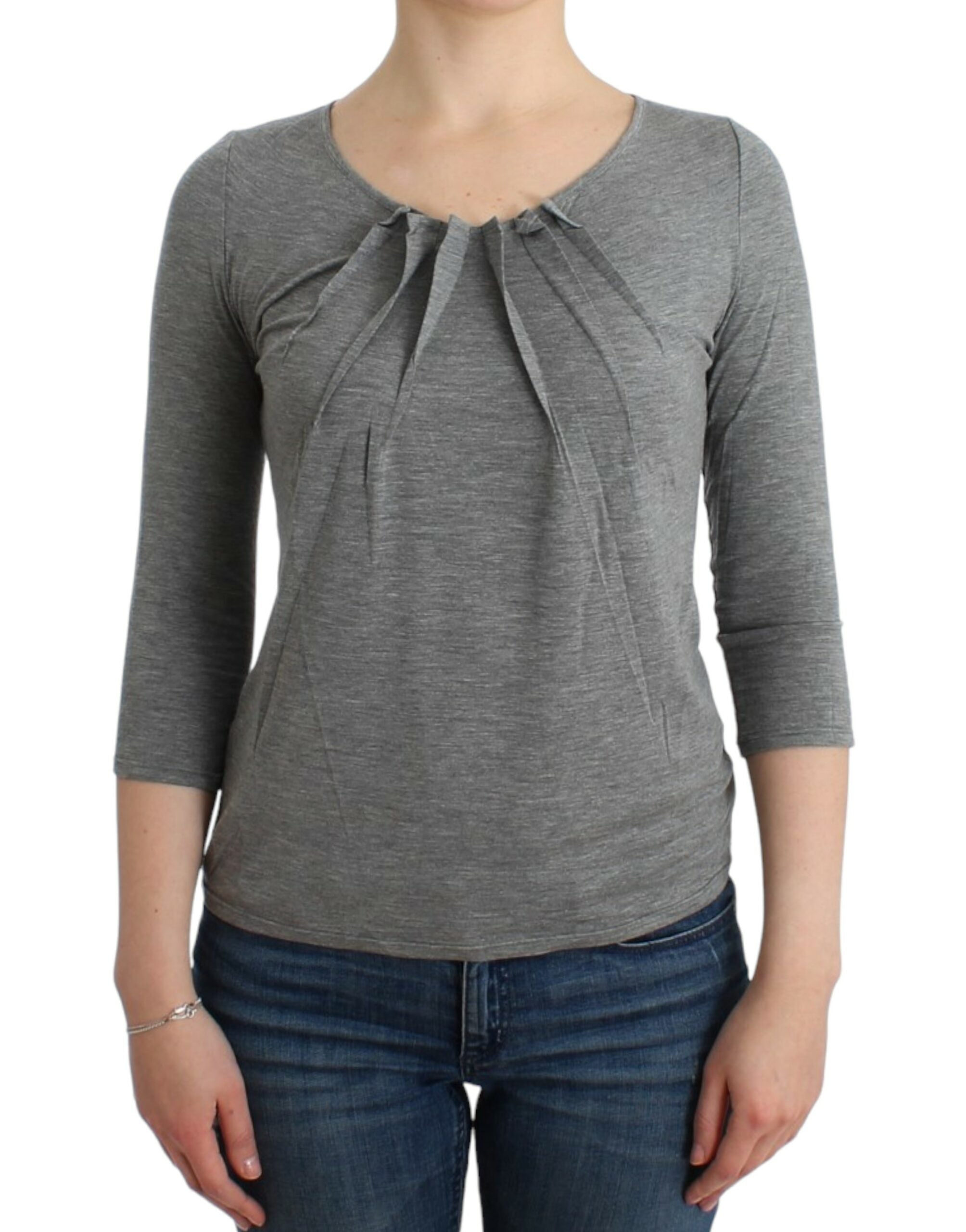 Elegant Gray Cashmere-Blend Jumper - ventzia