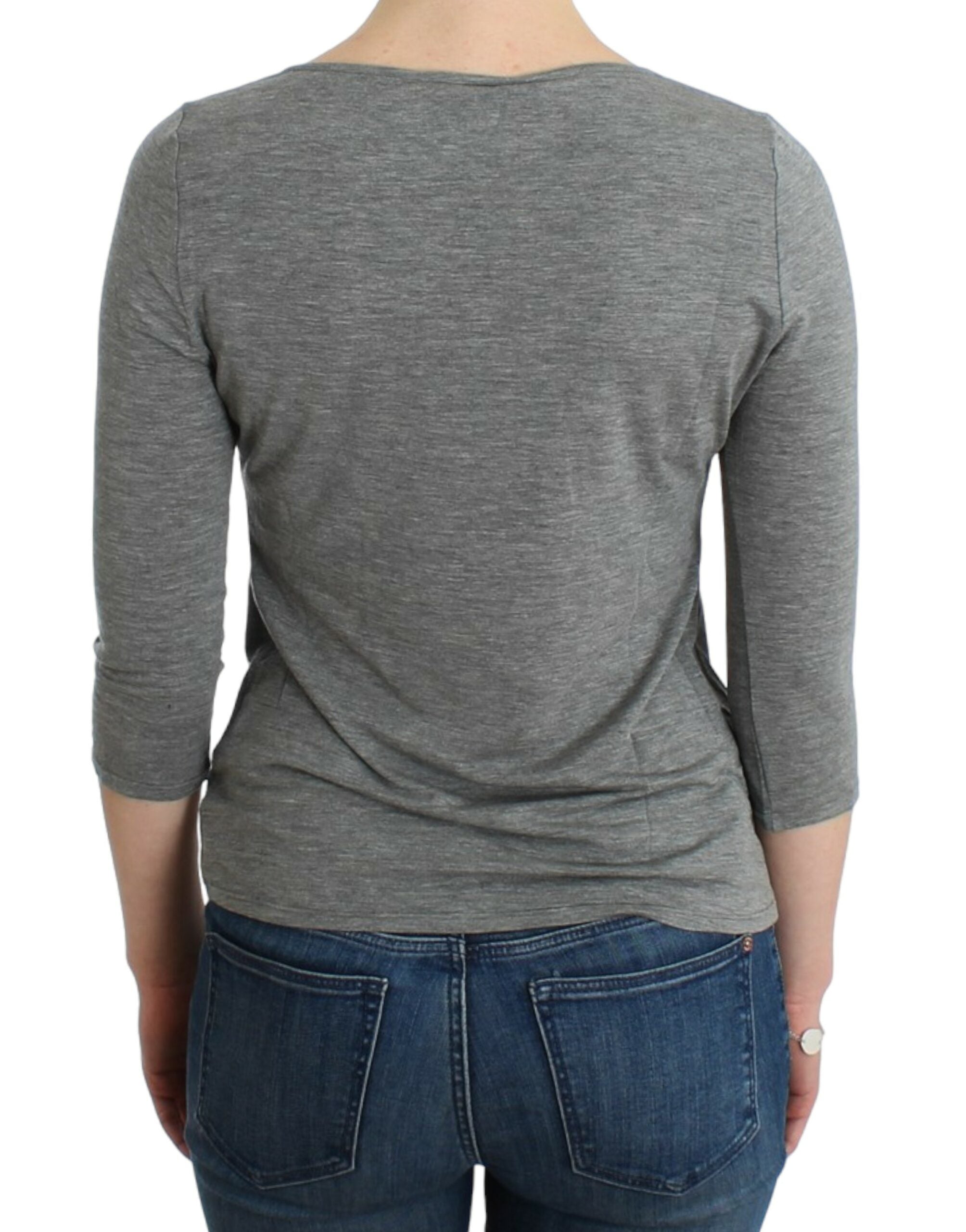 Elegant Gray Cashmere-Blend Jumper - ventzia