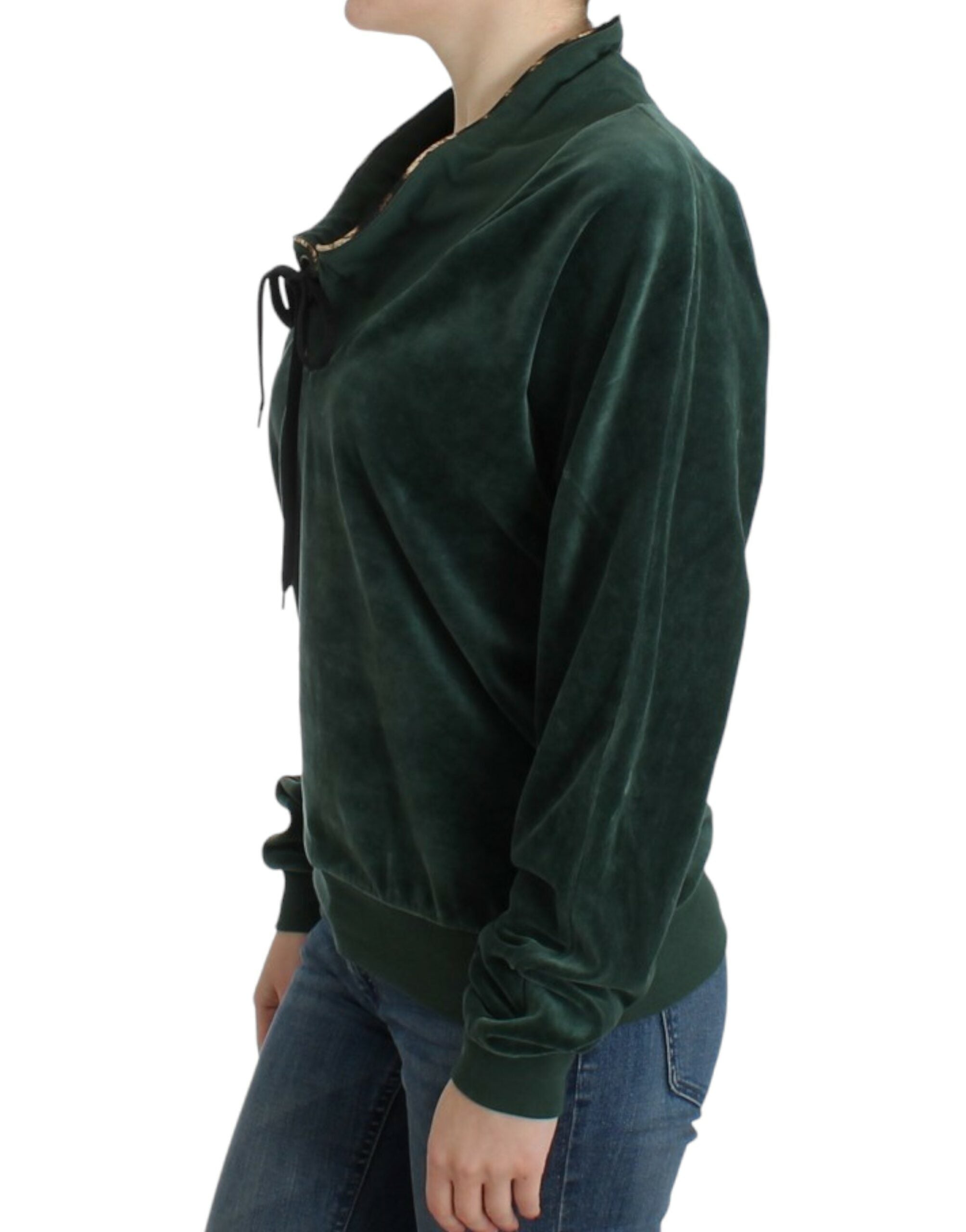 Elegant Green Mock Sweater with Rhinestone Detail - ventzia