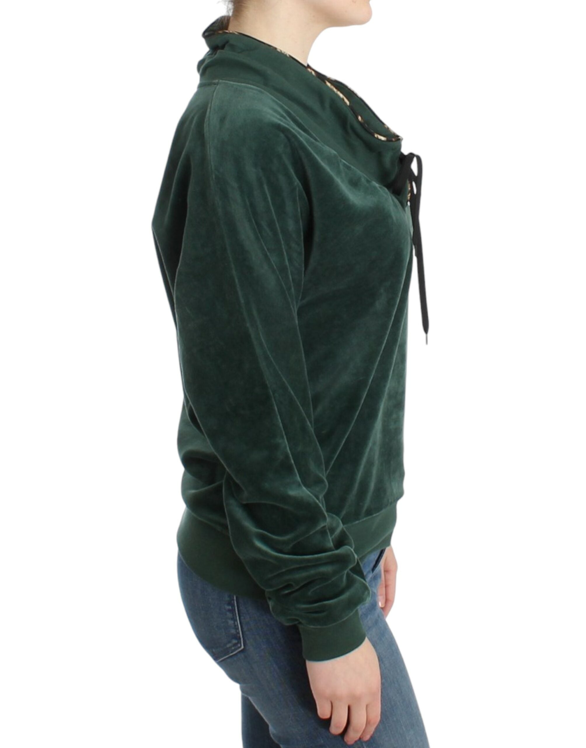 Elegant Green Mock Sweater with Rhinestone Detail - ventzia