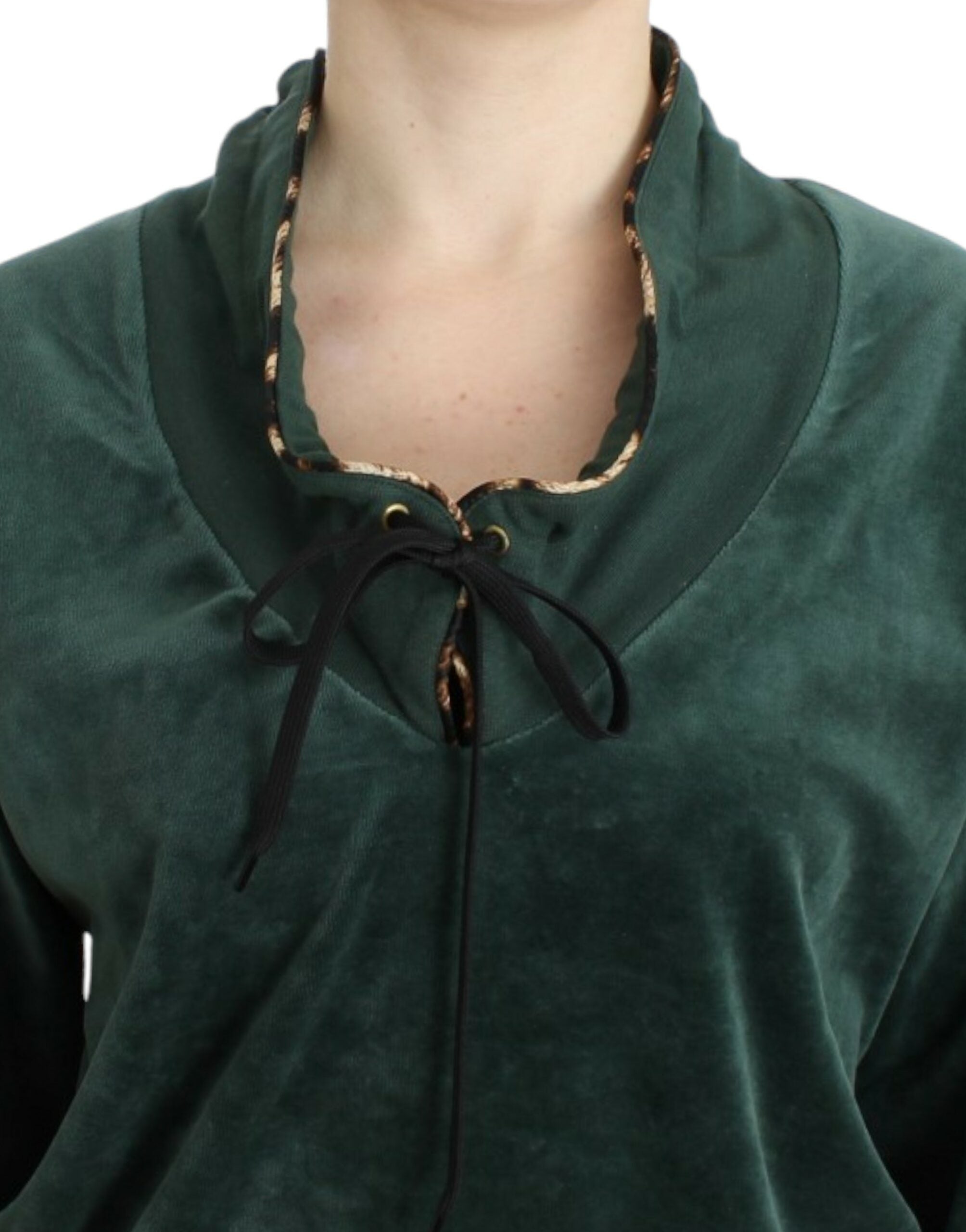 Elegant Green Mock Sweater with Rhinestone Detail - ventzia