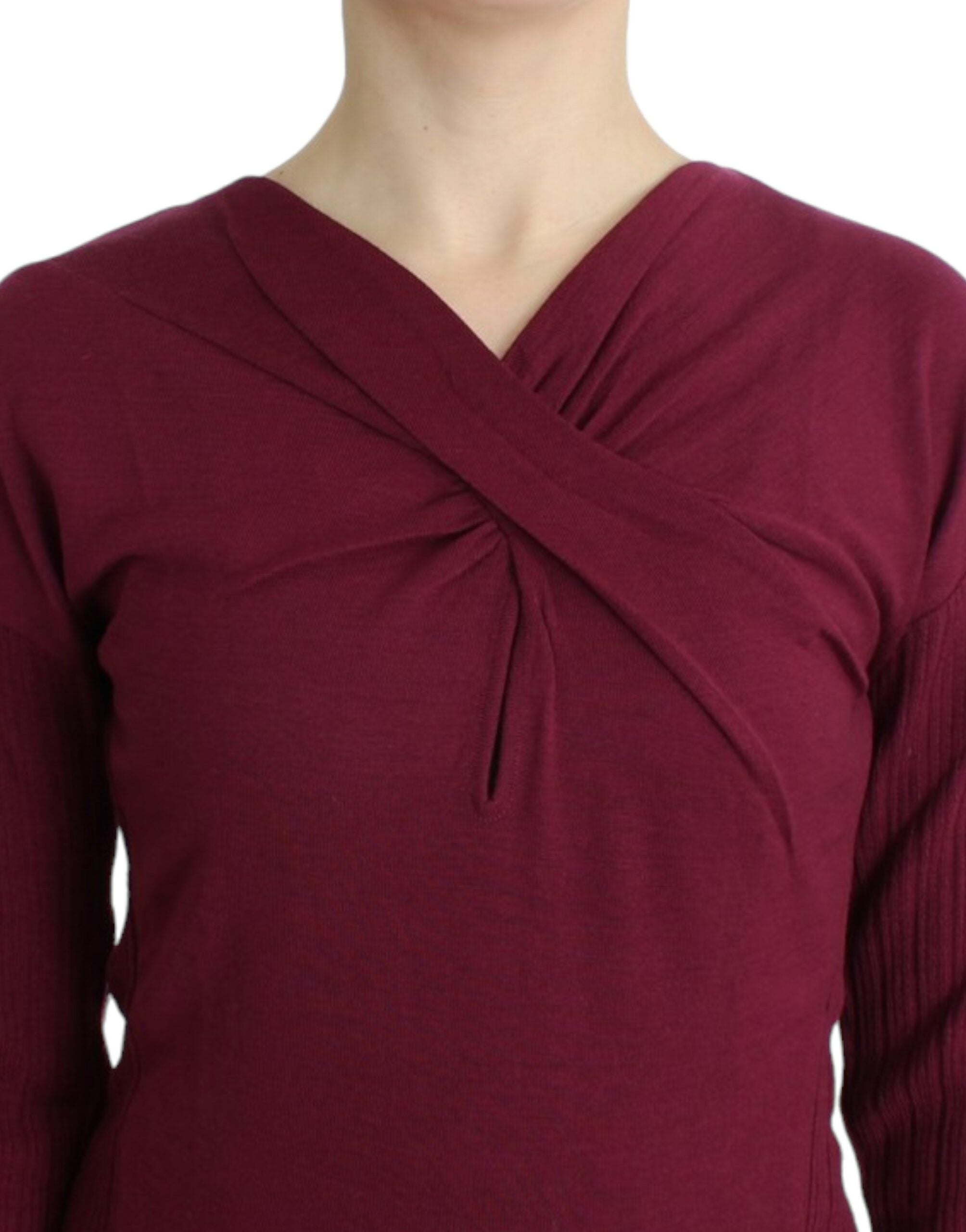 Elegant Purple Keyhole Wool Sweater - ventzia
