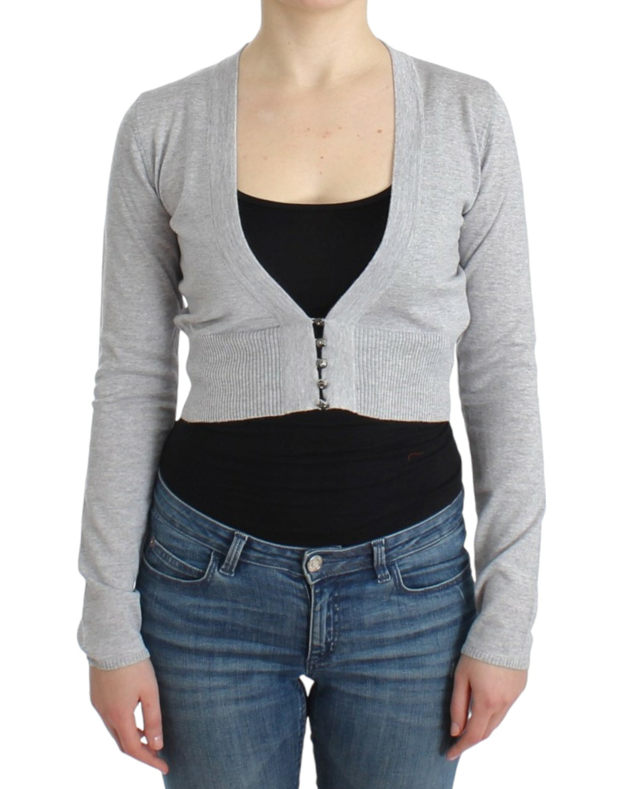 Cropped Virgin Wool Cardigan in Chic Gray - ventzia