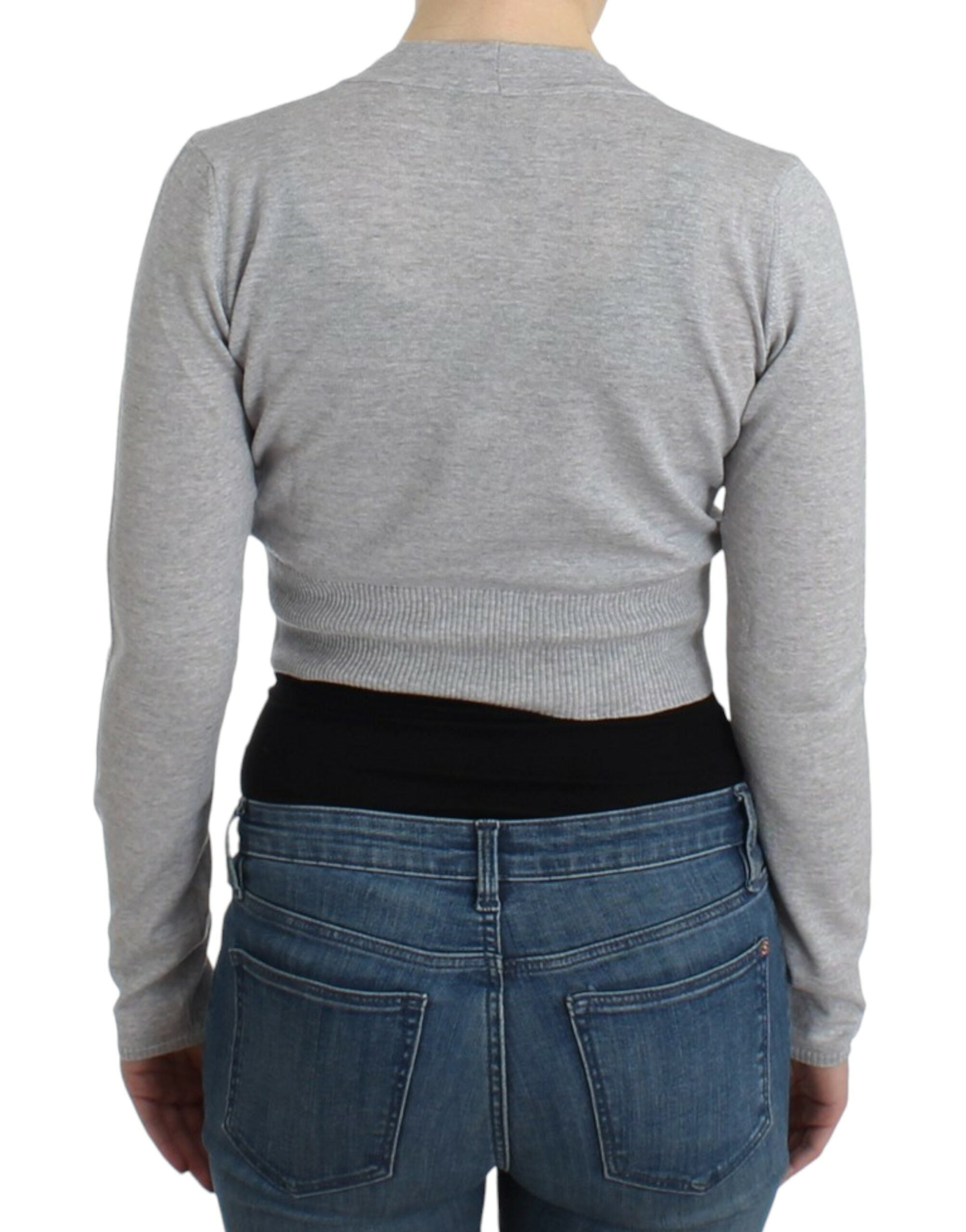 Cropped Virgin Wool Cardigan in Chic Gray - ventzia