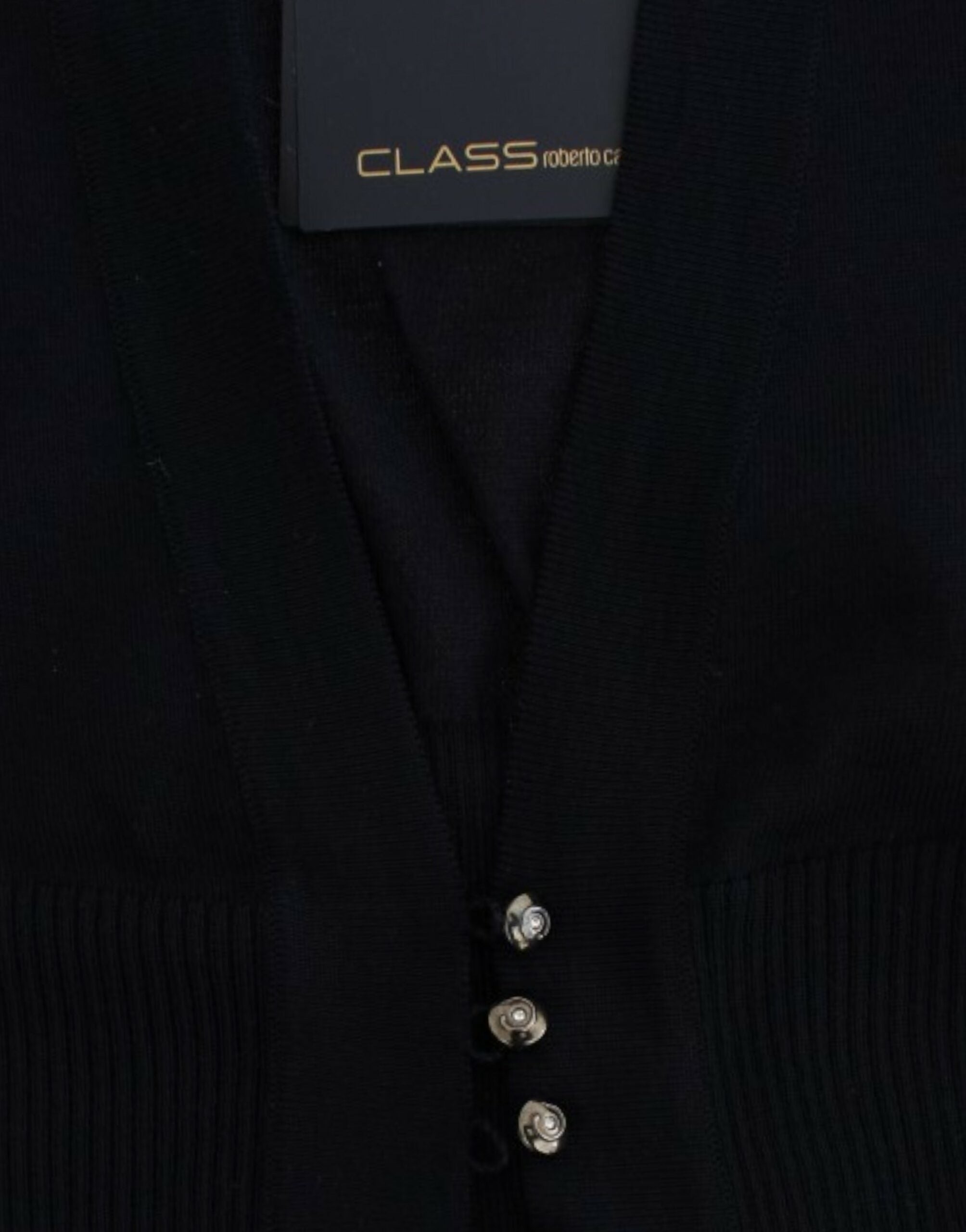 Elegant Black Cropped Virgin Wool Cardigan - ventzia