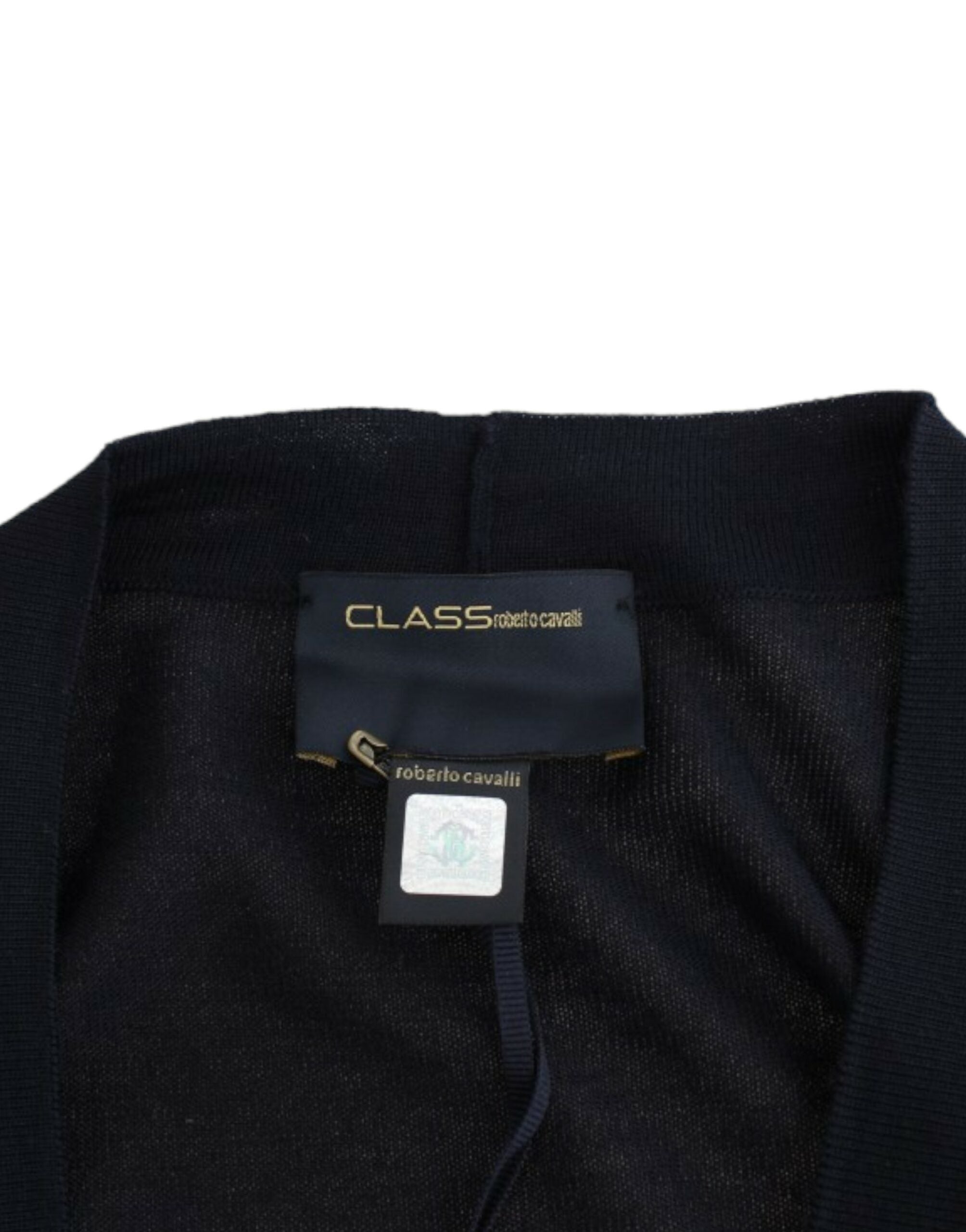 Elegant Black Cropped Virgin Wool Cardigan - ventzia