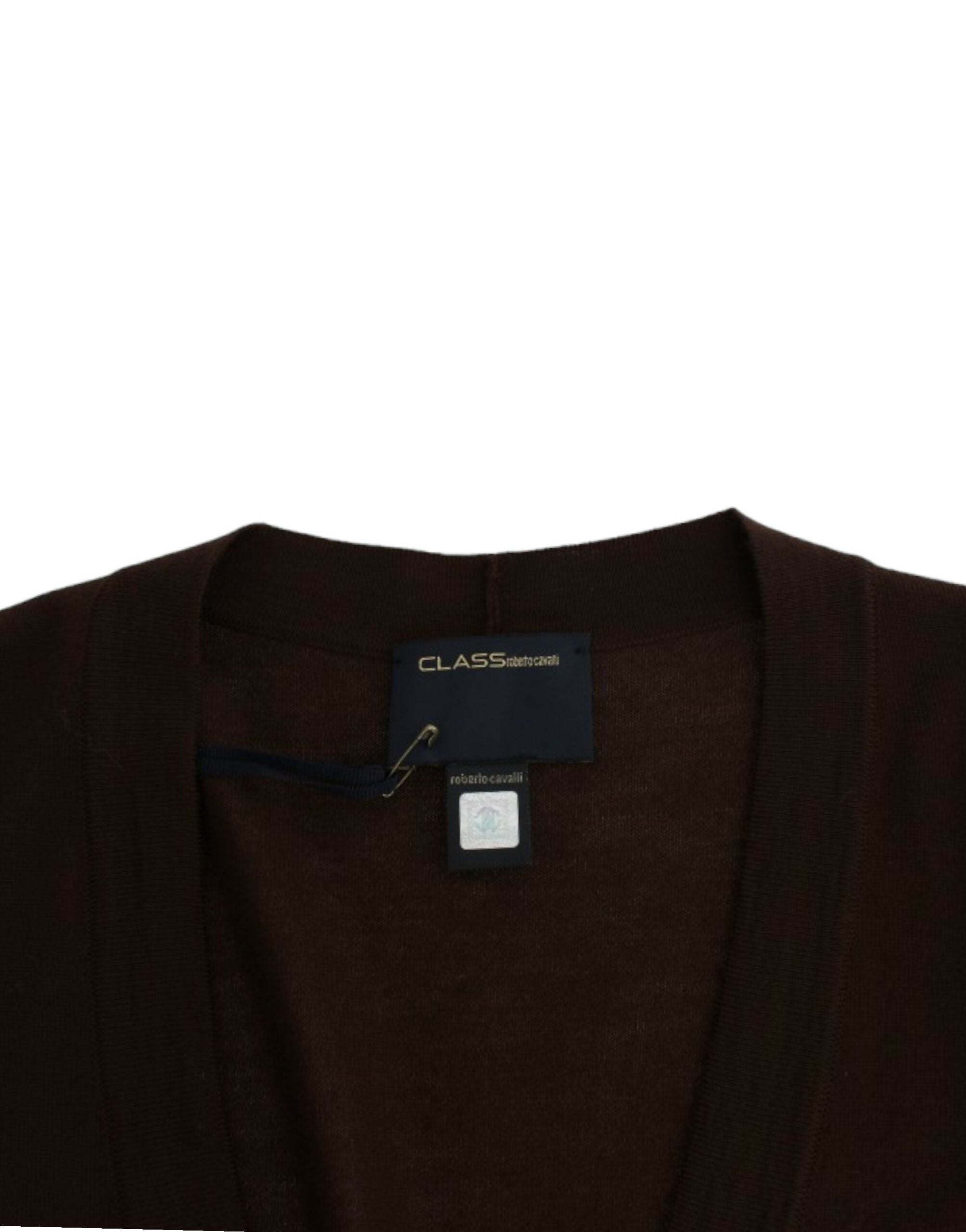 Elegant Brown Virgin Wool Cropped Cardigan - ventzia