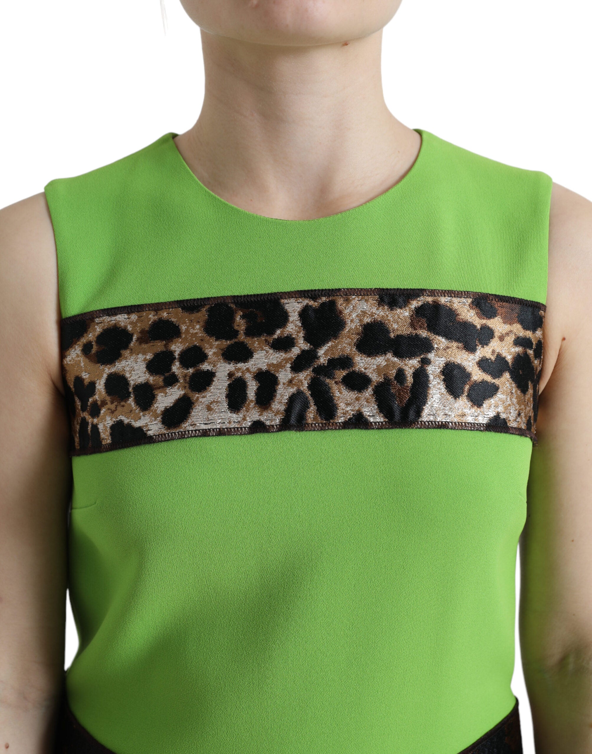 Apple Green Sleeveless Panelled Shift Dress - ventzia
