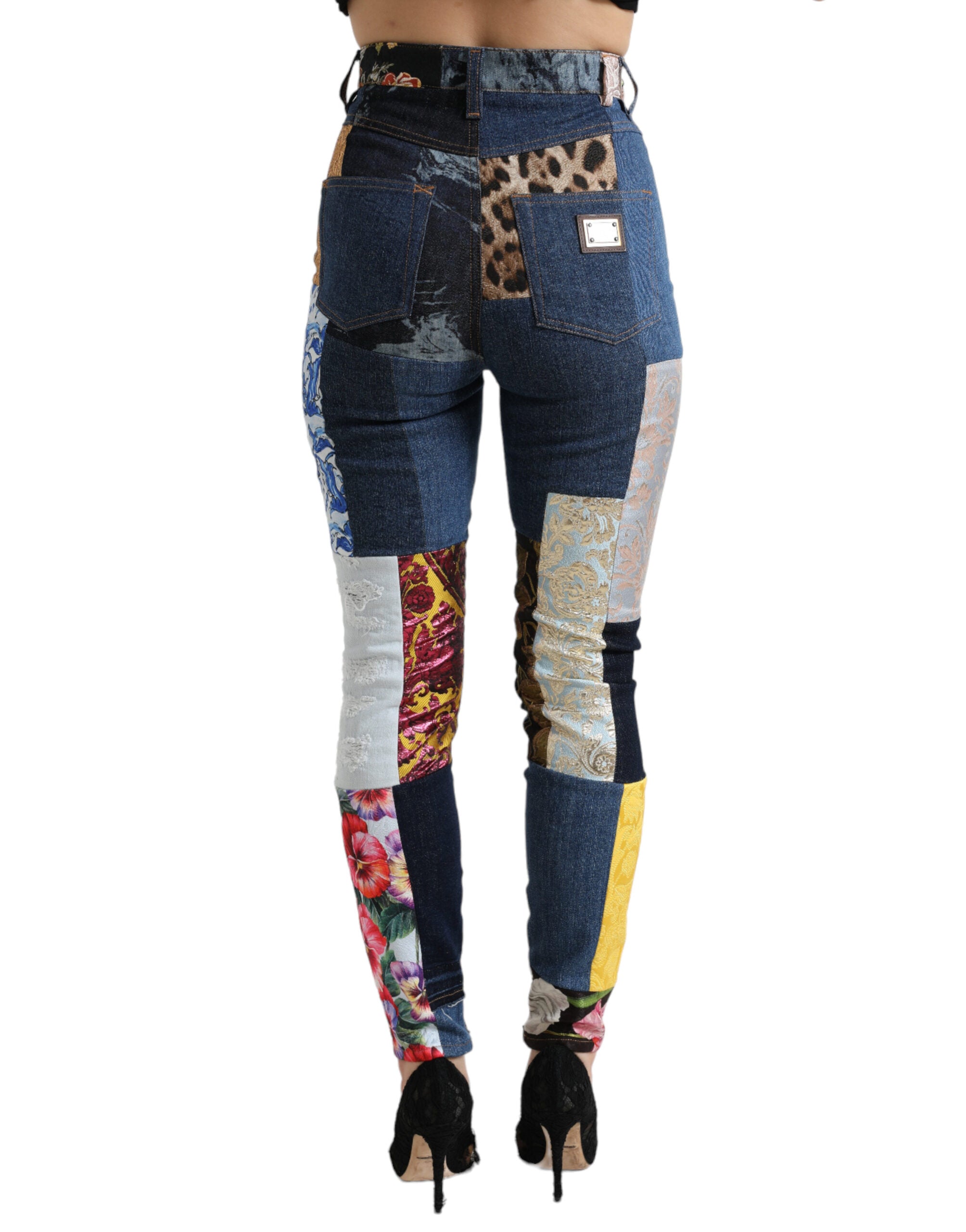 Multicolor Patchwork GRACE Skinny Denim Jeans - ventzia