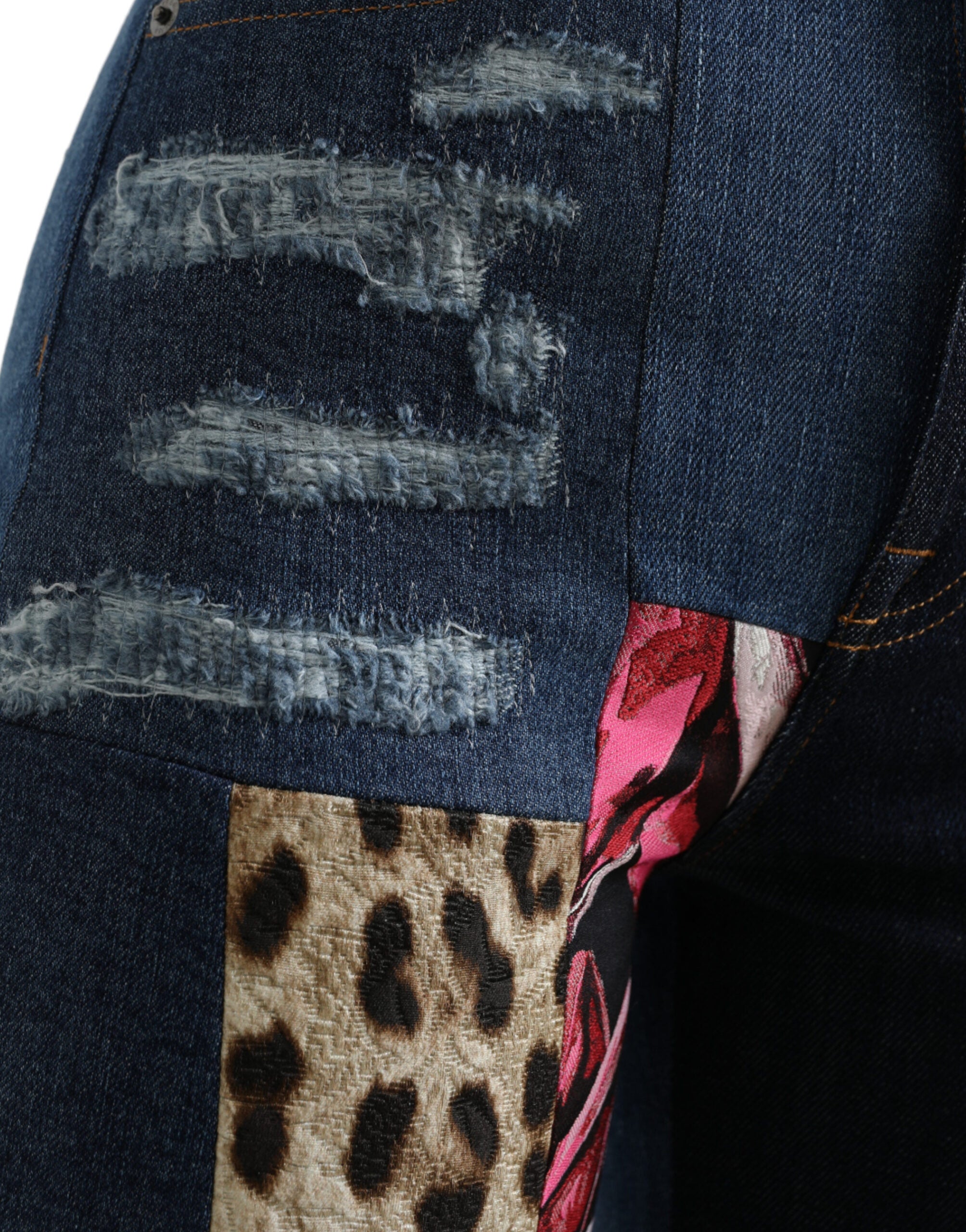 Multicolor Patchwork GRACE Skinny Denim Jeans - ventzia
