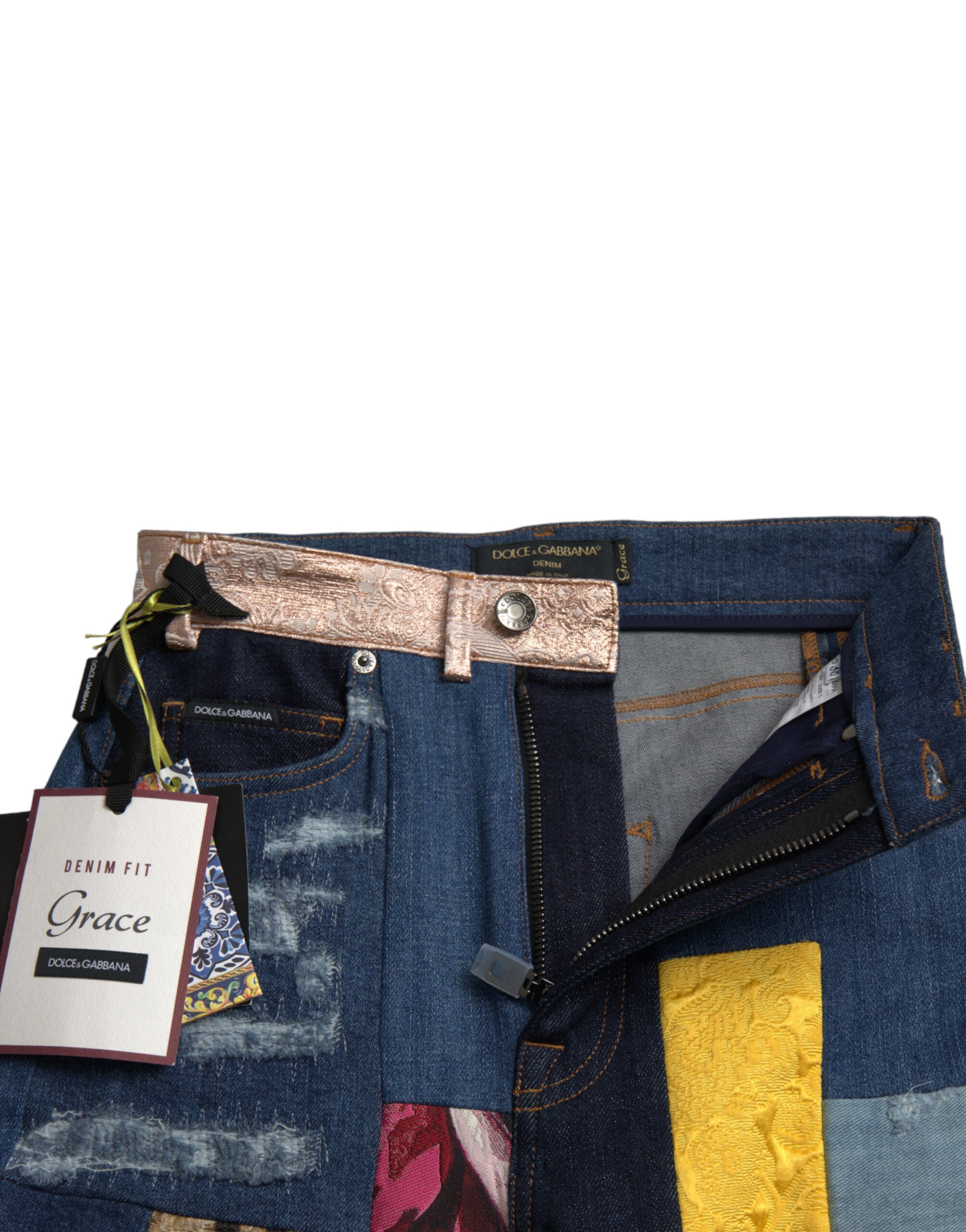 Multicolor Patchwork GRACE Skinny Denim Jeans - ventzia