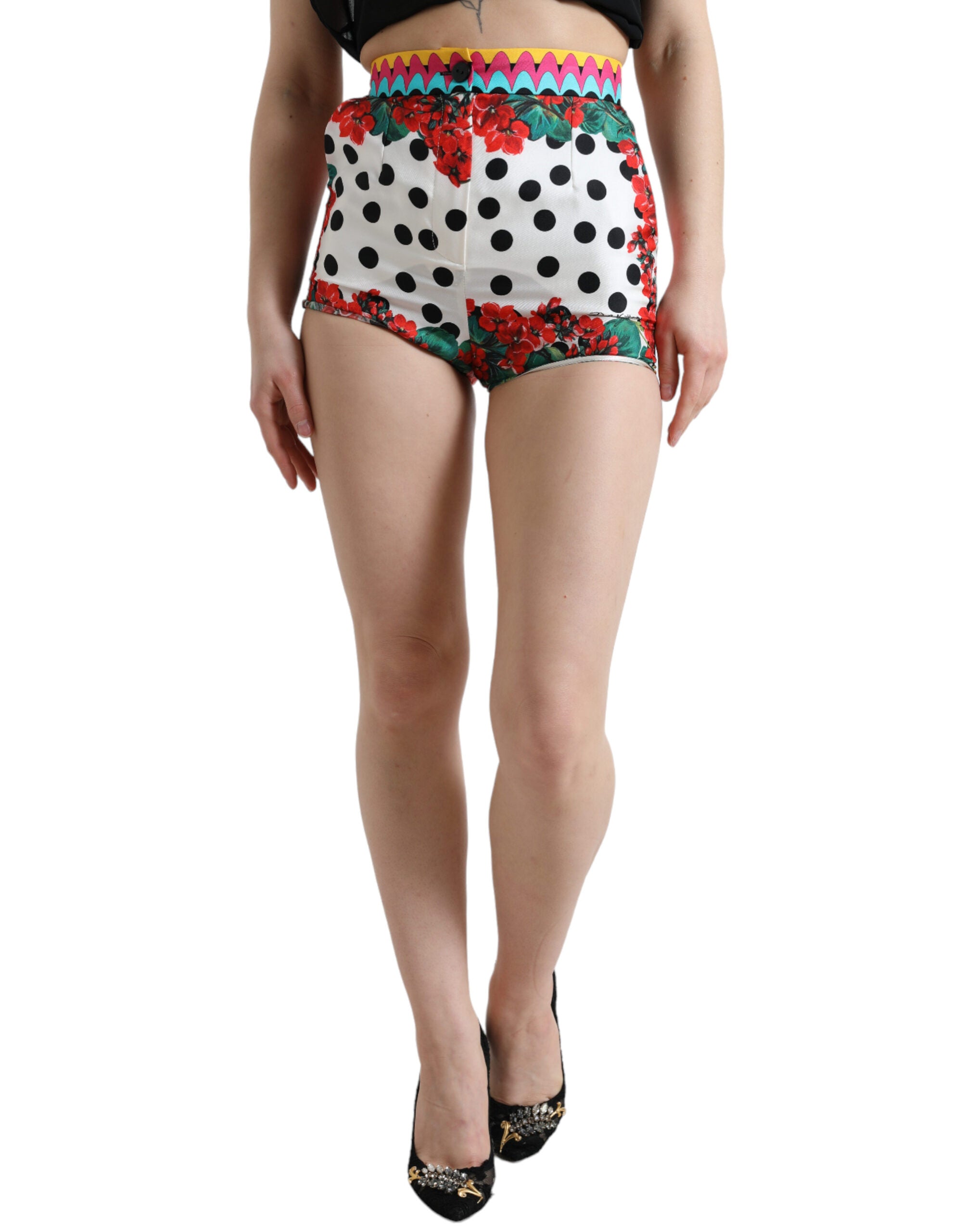 Multicolor Floral Polka Dot Hot Pants Shorts - ventzia