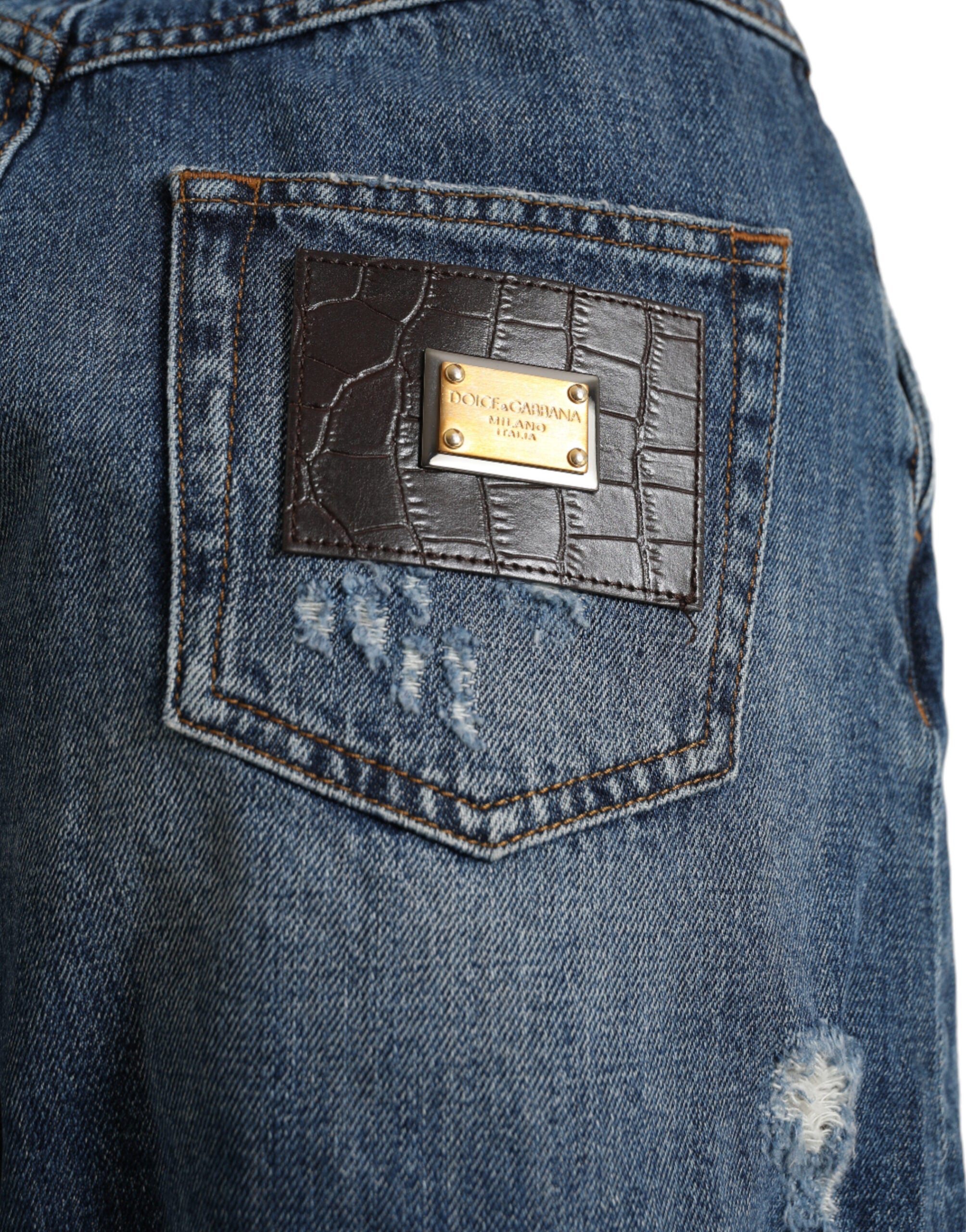 Blue Cotton High Waist Denim Hot Pants Shorts - ventzia