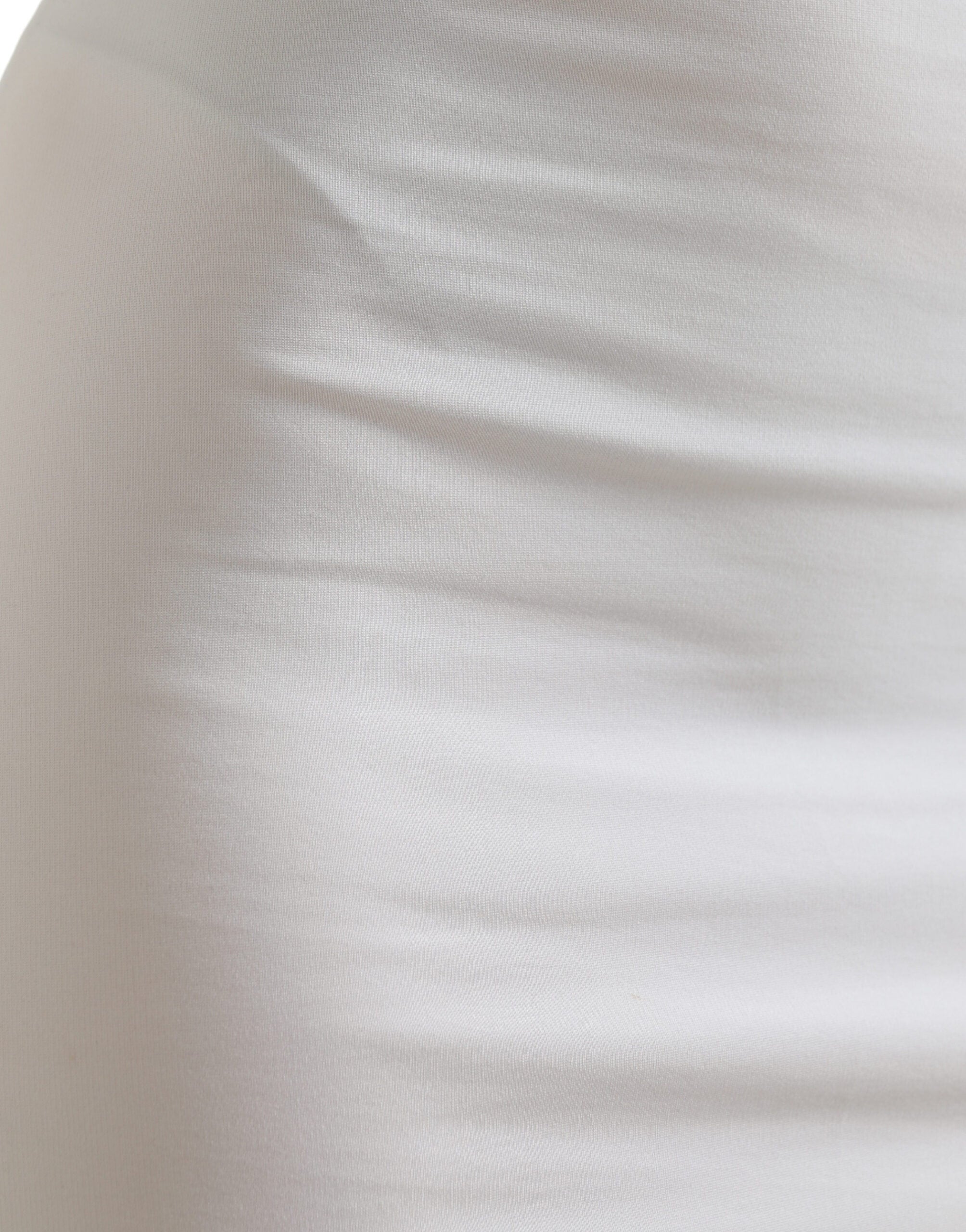 White Viscose High Waist Pencil Cut Mini Skirt - ventzia