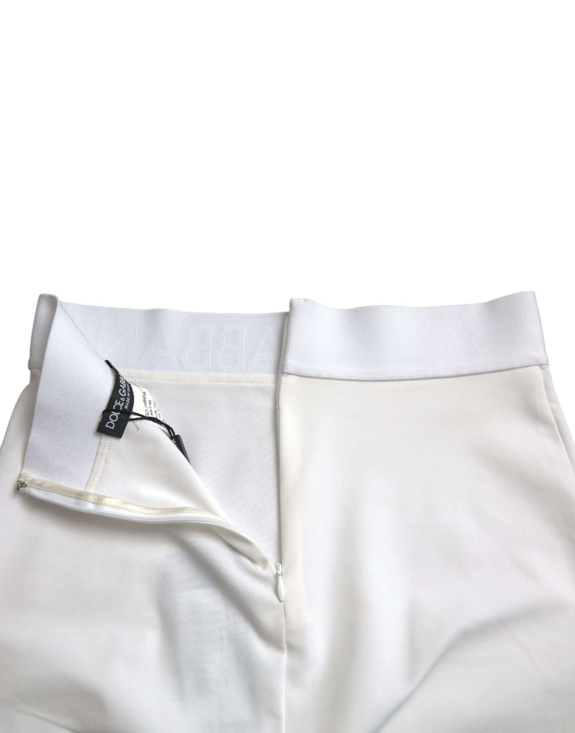 White Viscose High Waist Pencil Cut Mini Skirt - ventzia