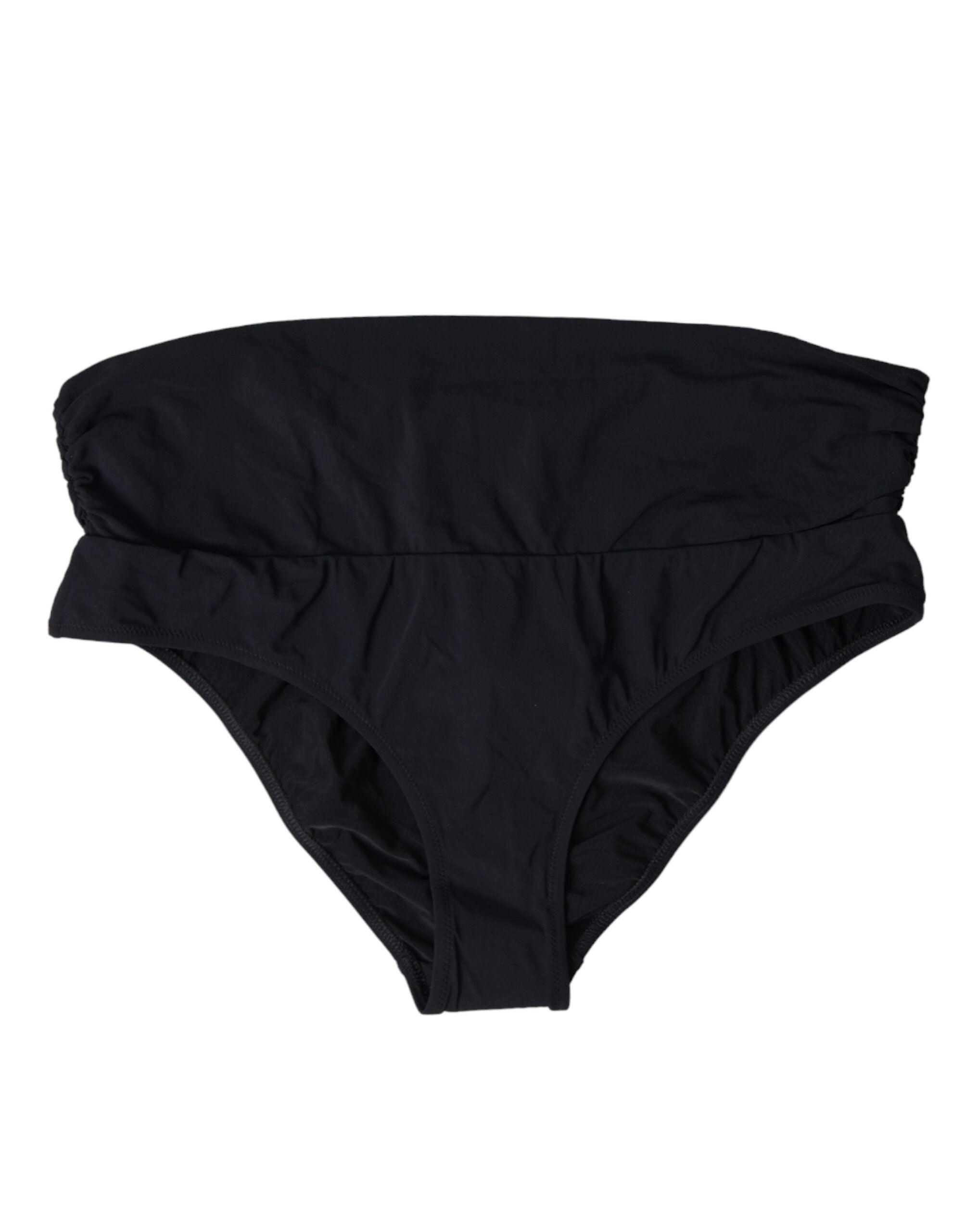 Black Nylon Stretch Swimwear Slip Bottom Bikini - ventzia