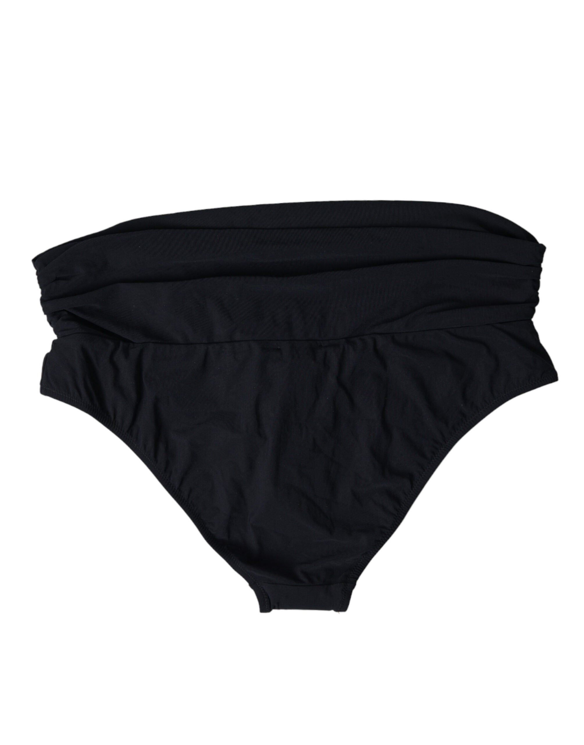 Black Nylon Stretch Swimwear Slip Bottom Bikini - ventzia