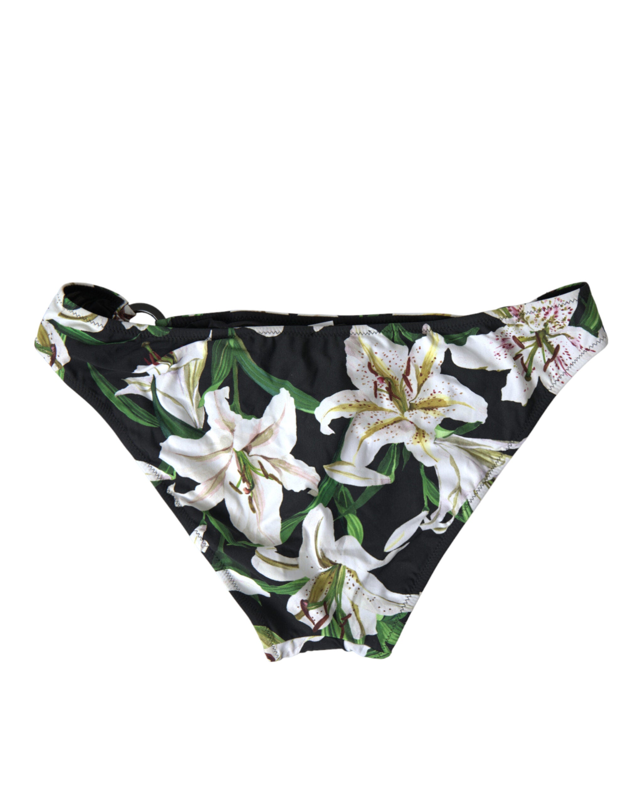 Black Lily Print Swimwear Bottom Beachwear Bikini - ventzia