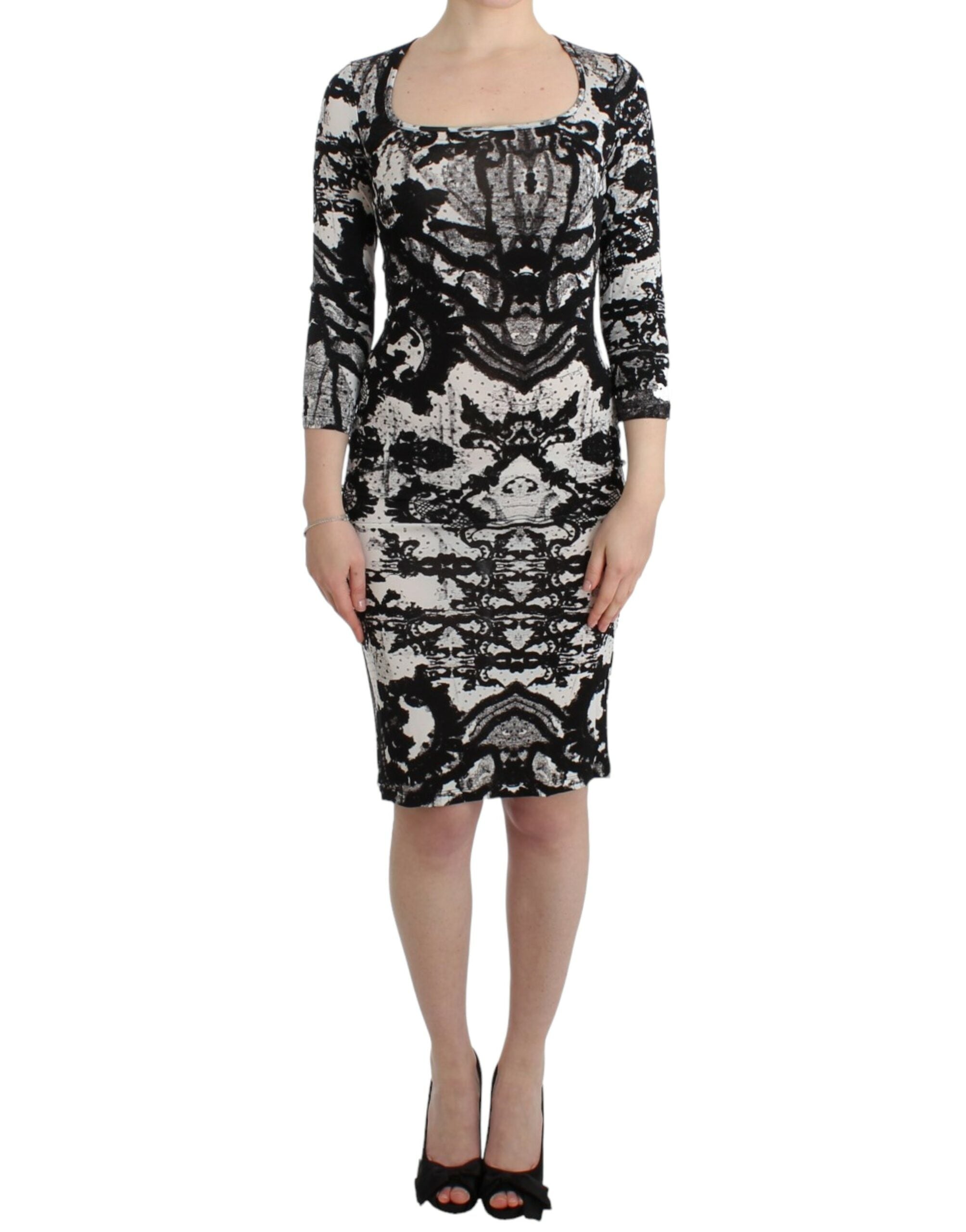 Elegant Printed Jersey Sheath Dress - ventzia