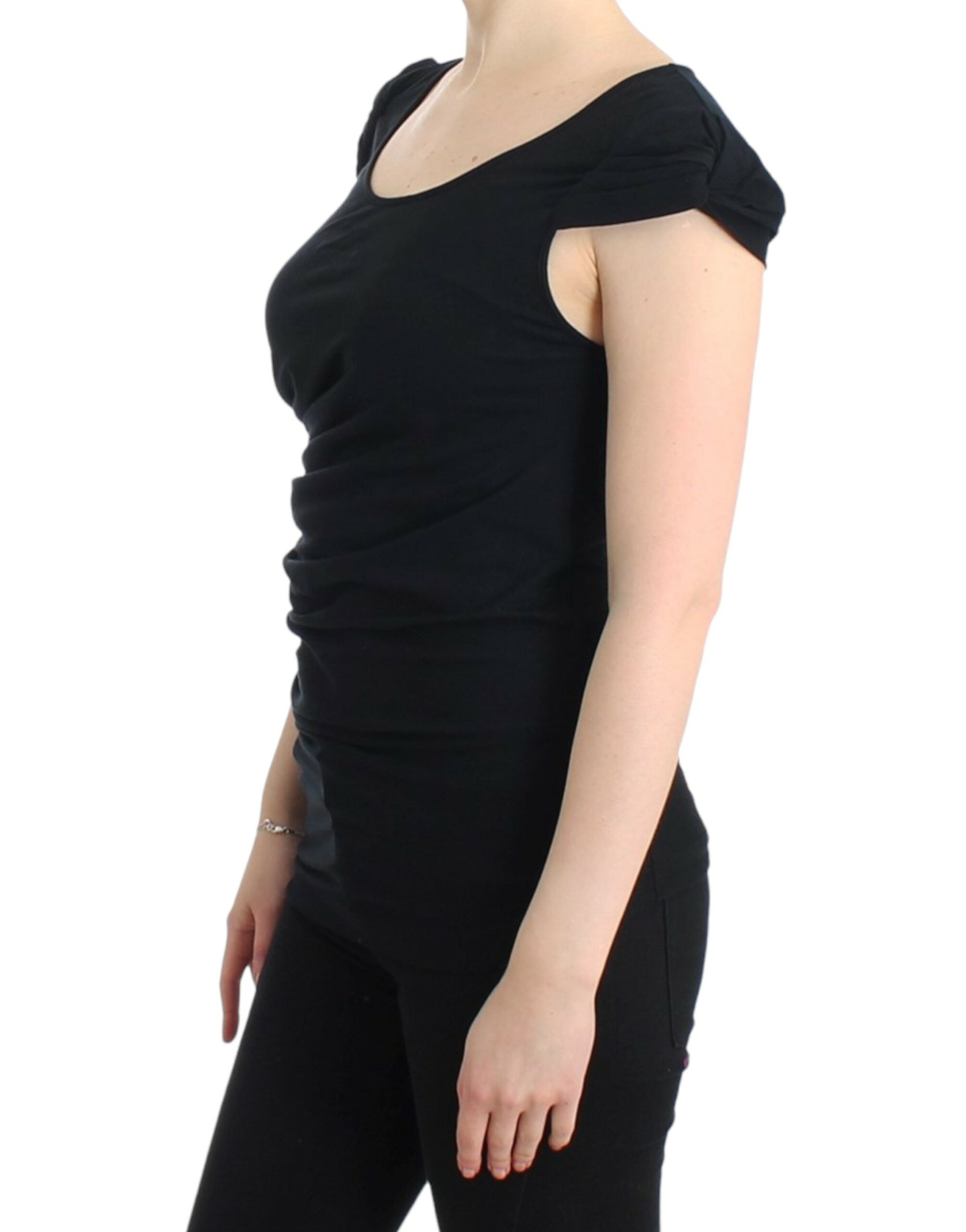 Elegant Cap Sleeve Black Top - ventzia