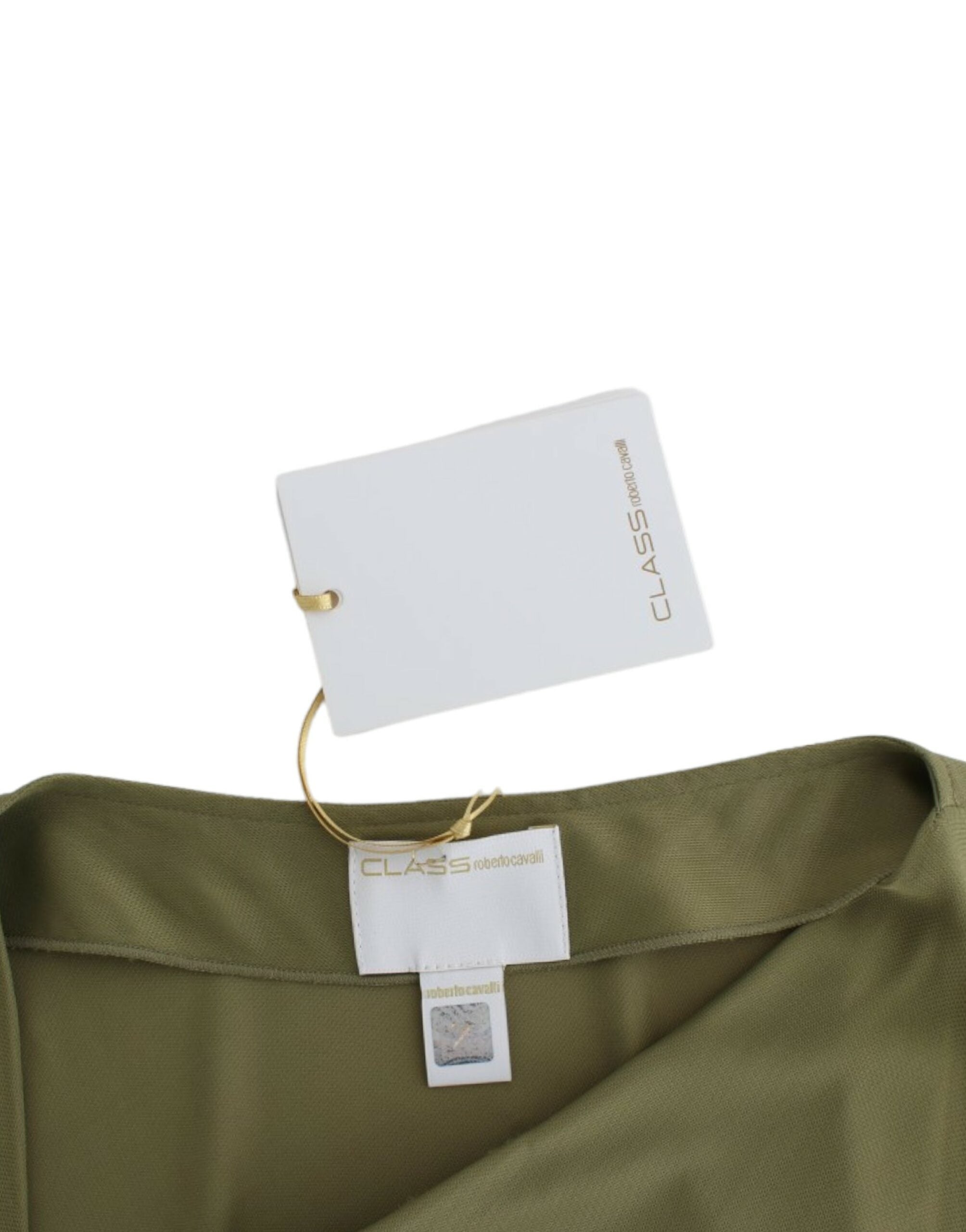 Elegant Green Jersey Blouse with Gold Accents - ventzia