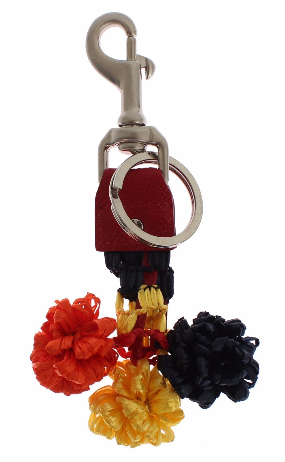 Multicolor Raffia Leather Clasp Finder Chain Keyring - ventzia