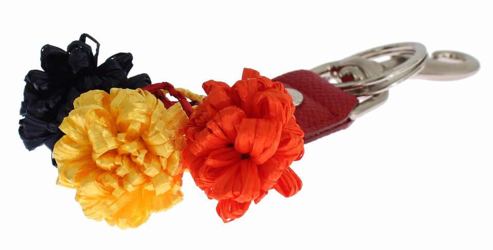 Multicolor Raffia Leather Clasp Finder Chain Keyring - ventzia