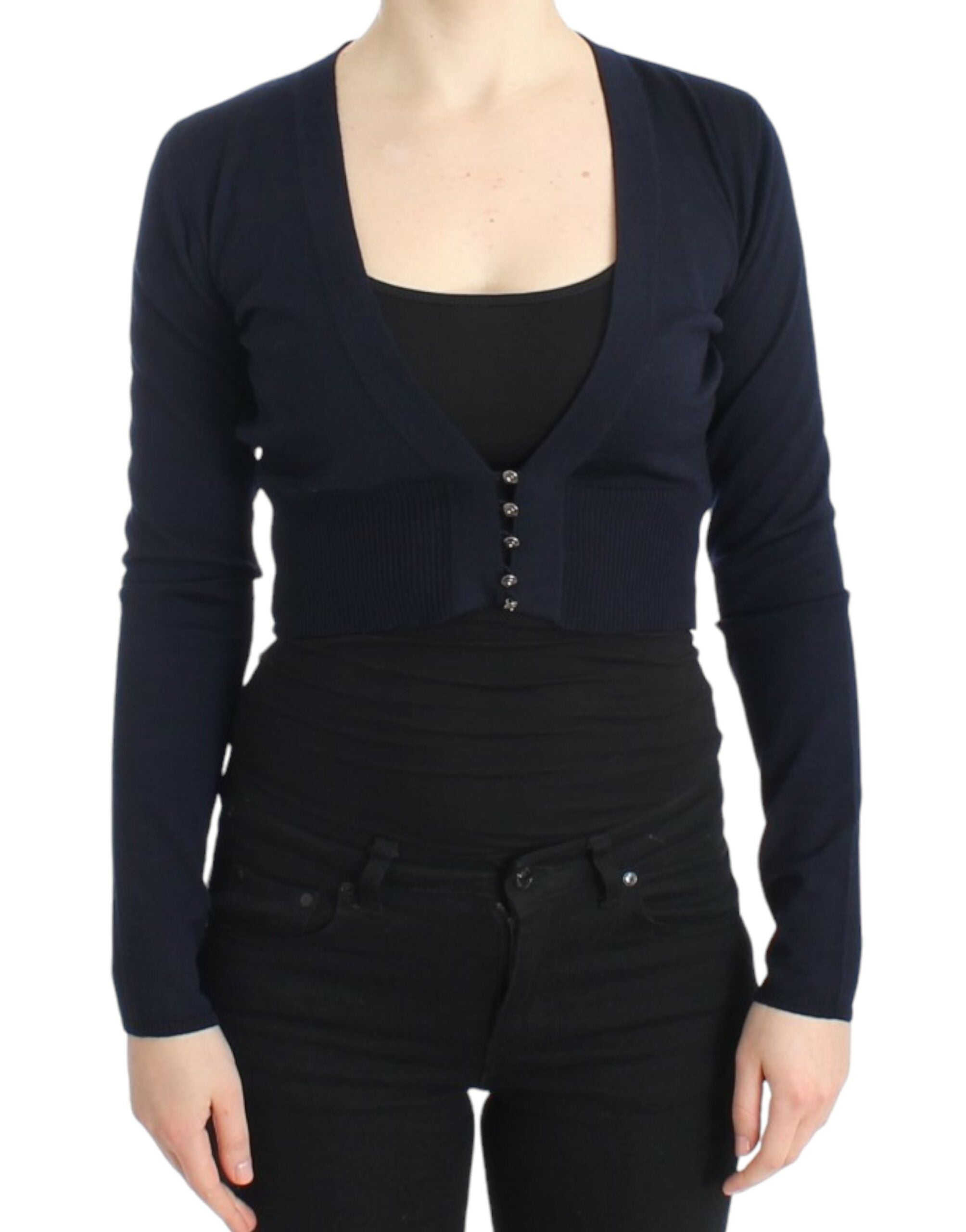 Elegant Cropped Virgin Wool Cardigan - ventzia