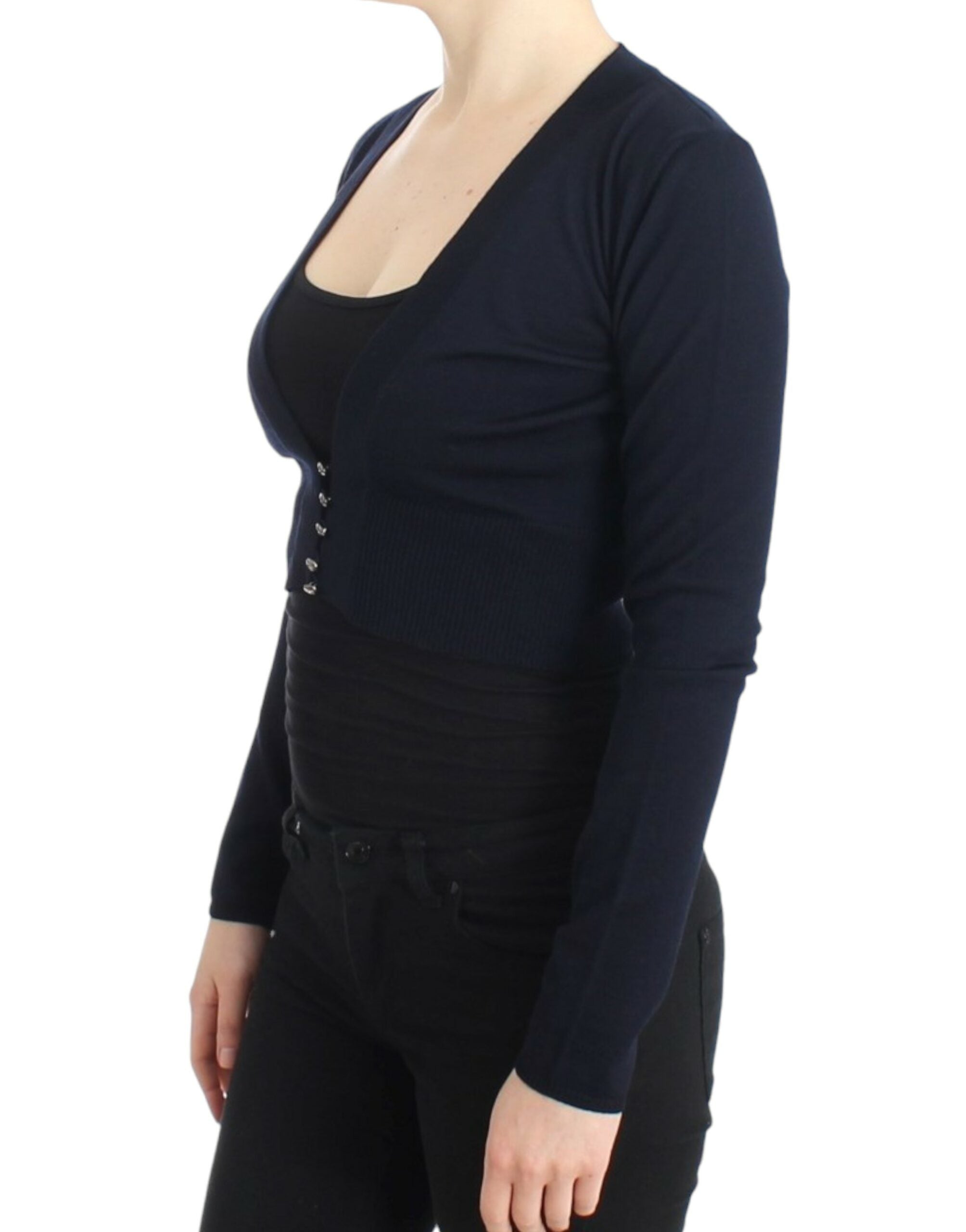 Elegant Cropped Virgin Wool Cardigan - ventzia