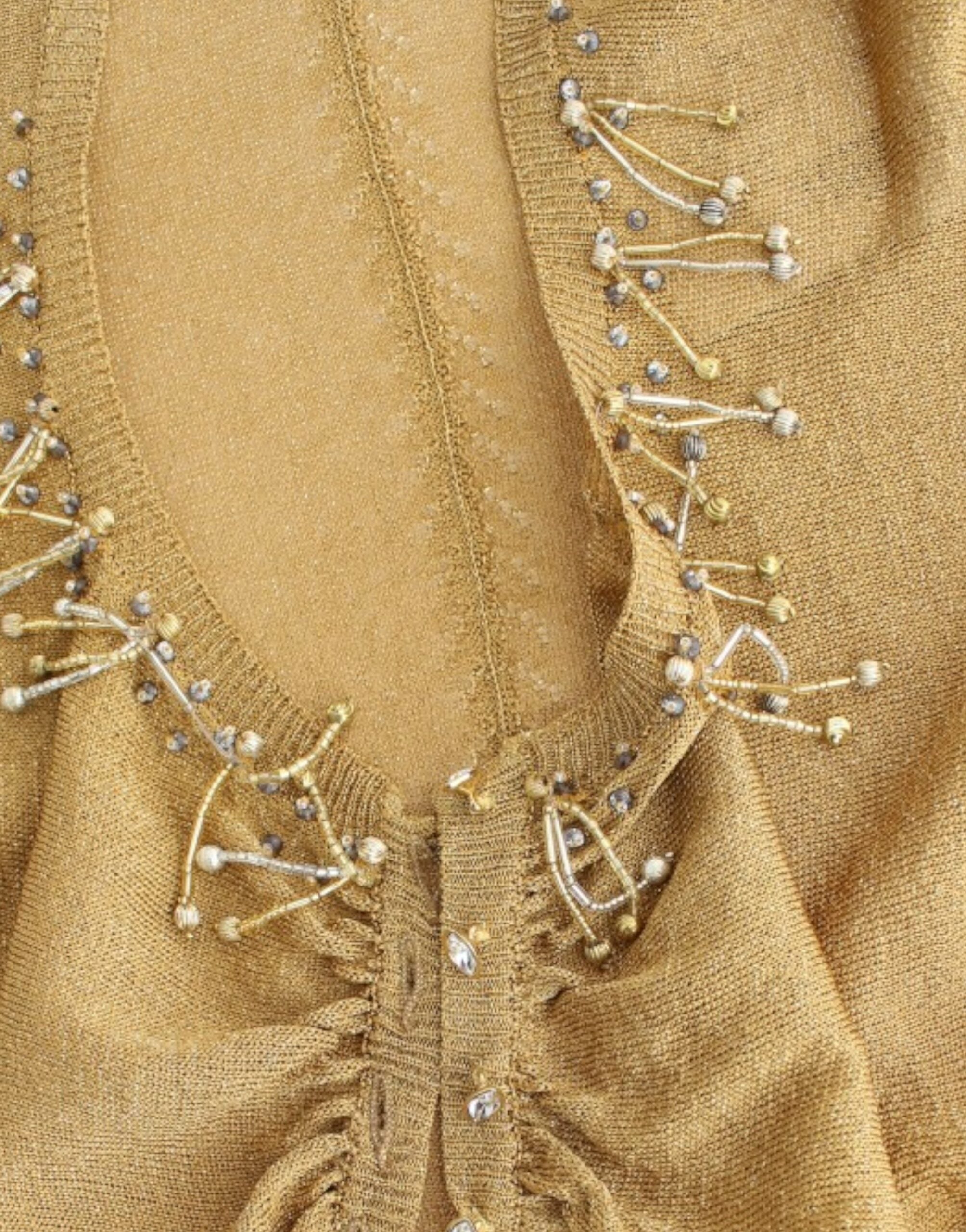 Embellished Gold Shimmer Shrug - ventzia