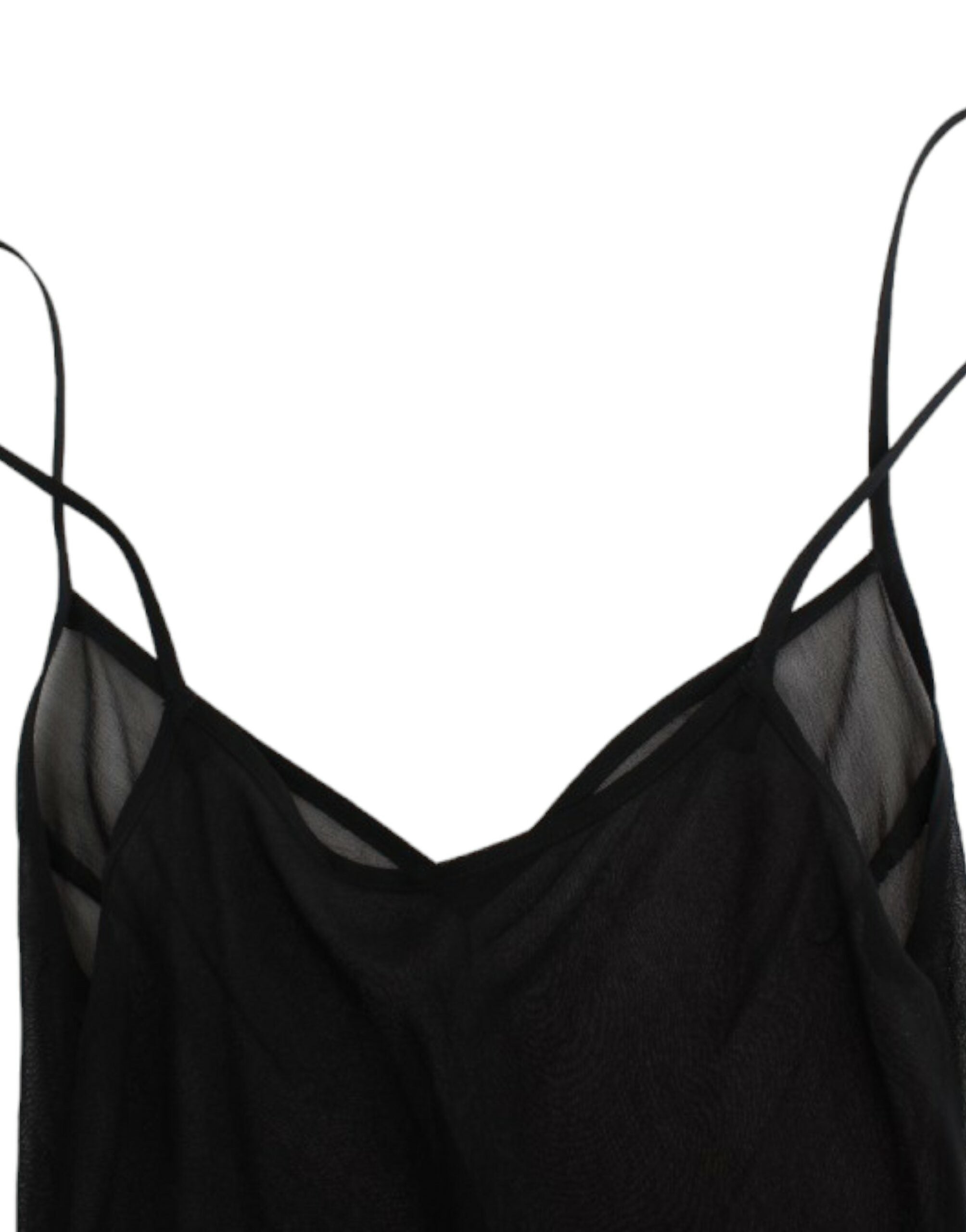 Elegant Sheer Black Silk Blouson Dress - ventzia