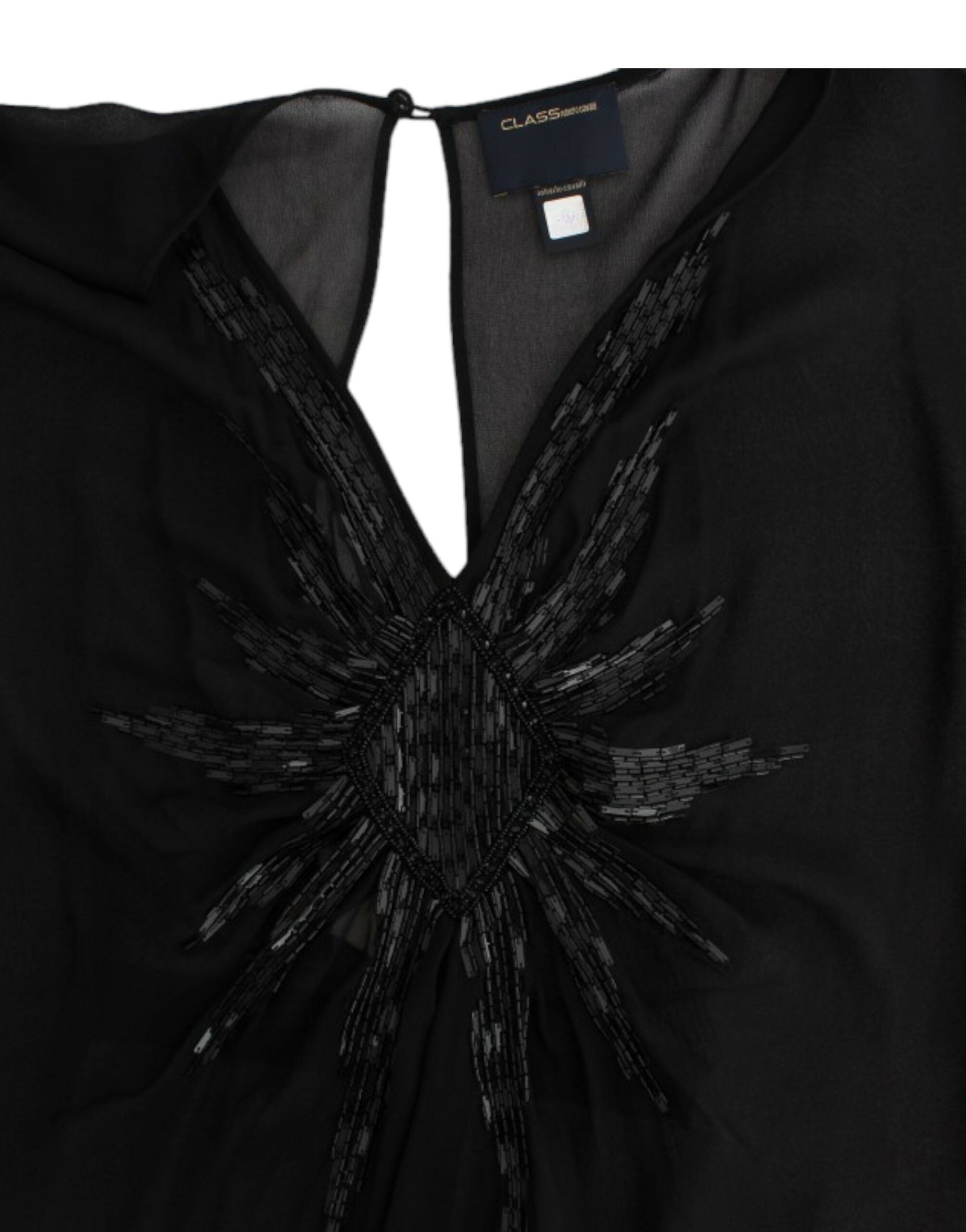 Elegant Sheer Black Silk Blouson Dress - ventzia